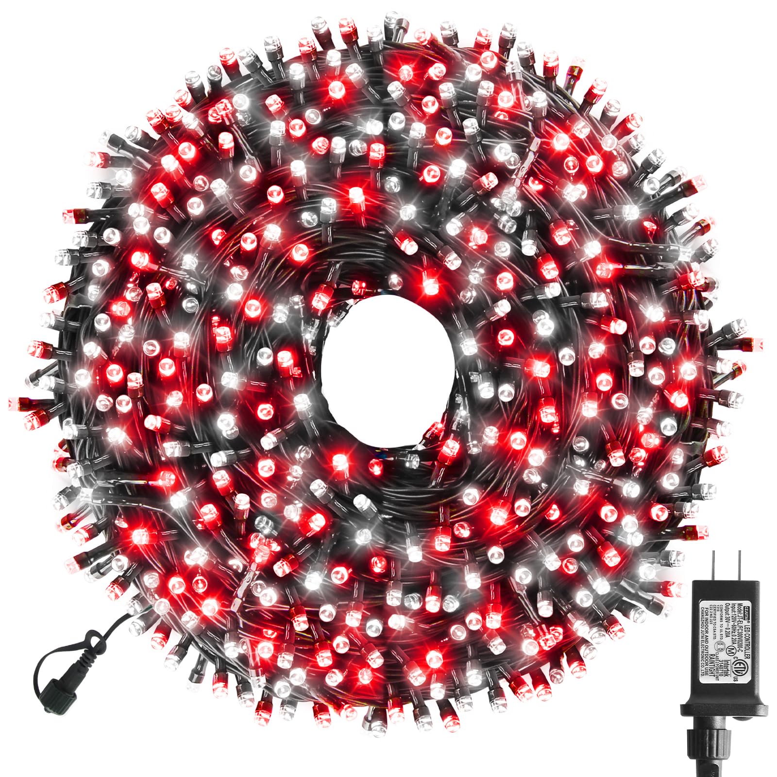 Xtf2015 Christmas String Lights  105Ft 300 Led Christmas Lights 8 Modes Memory Function & Timer- Ul Certified - Outdoor Indoor Christma S Fairy Lights For Tree  Garden  Party  Wedding(Red + White)