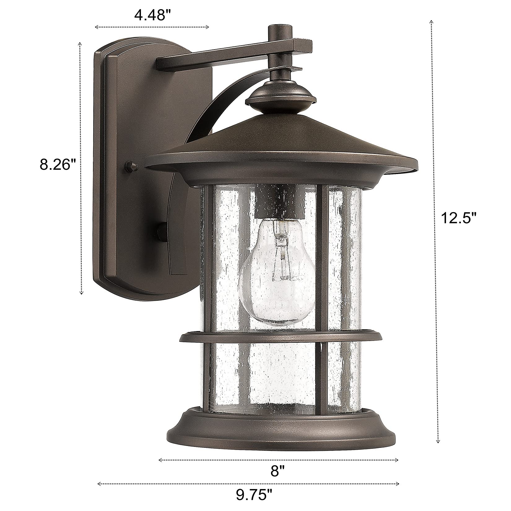 MICSIU Outdoor Wall Light Fixture Vintage Waterproof Lantern Oil Rubbed Bronze Medium Metal