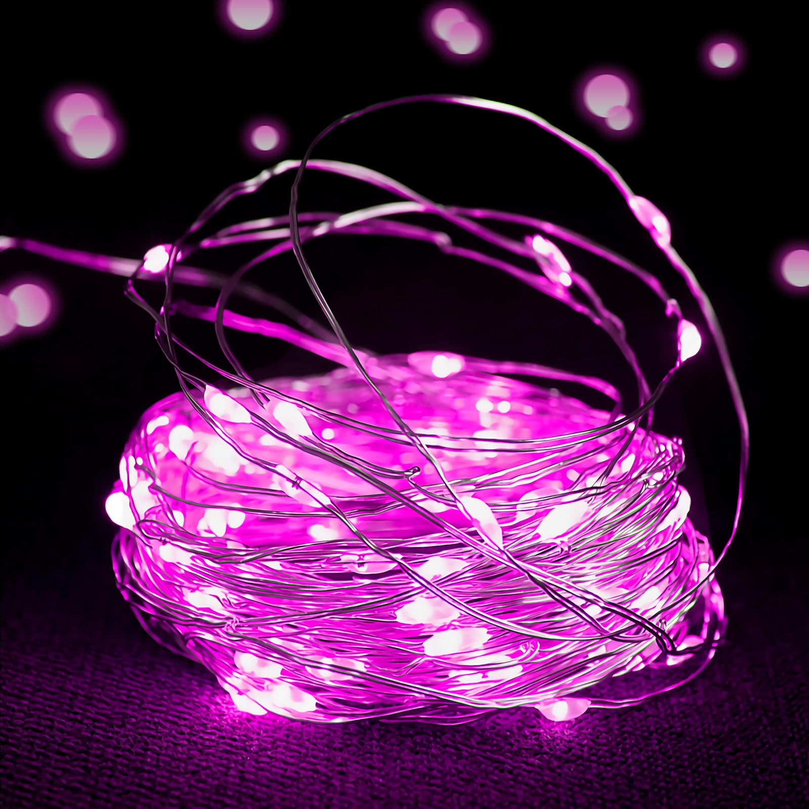 Fairy Lights Battery Operated 1 Pack 16Ft 50 Led Mini Battery Powered String Lights Twinkle Lights Mason Jar Lights Waterproof Firefly Lights Diy Party,Wedding,Christmas,Decoration(Pink), Siuholi-1