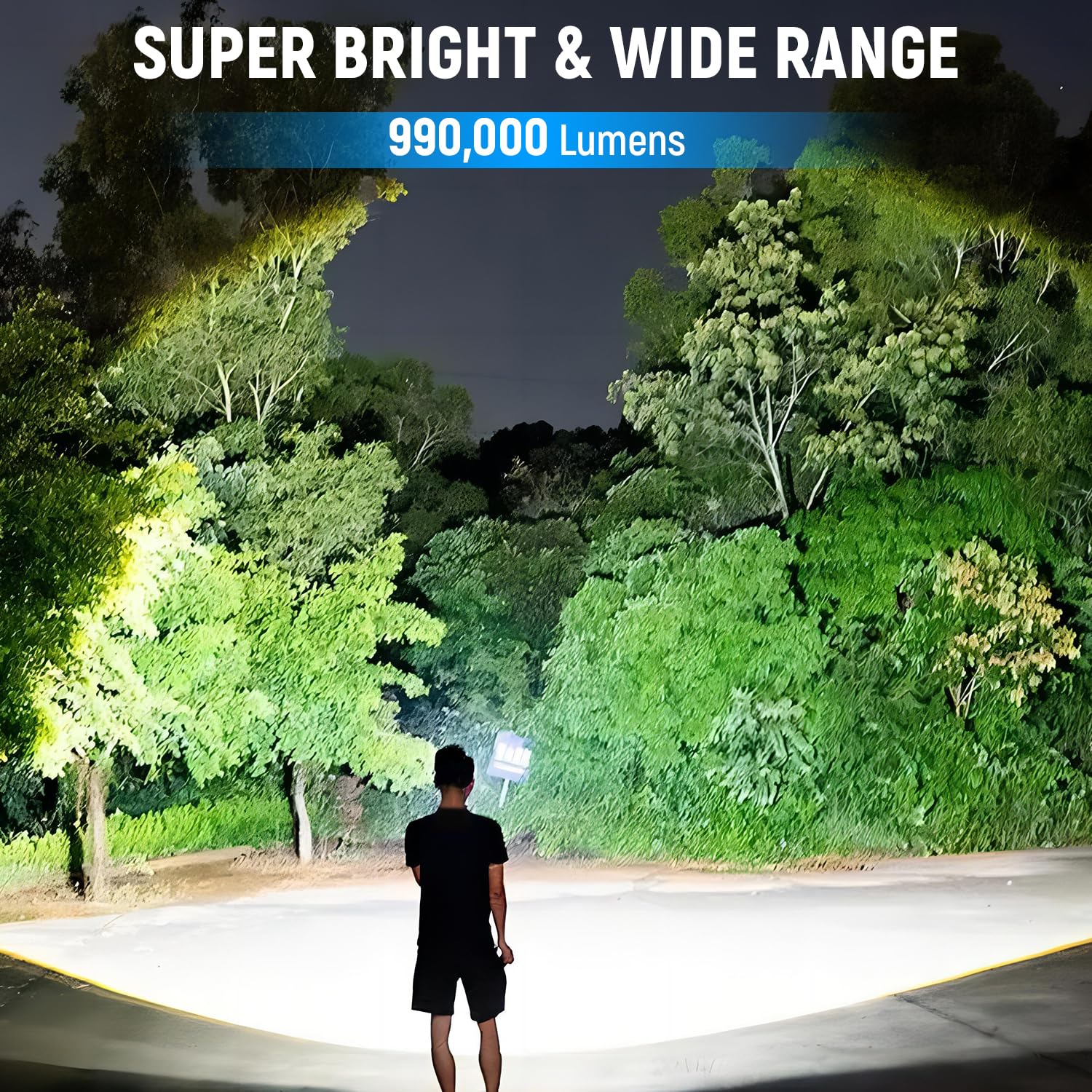 Taoquwe 990,000 Lumens Rechargeable Led Flashlight - Waterproof, High Lumens For Camping & Home