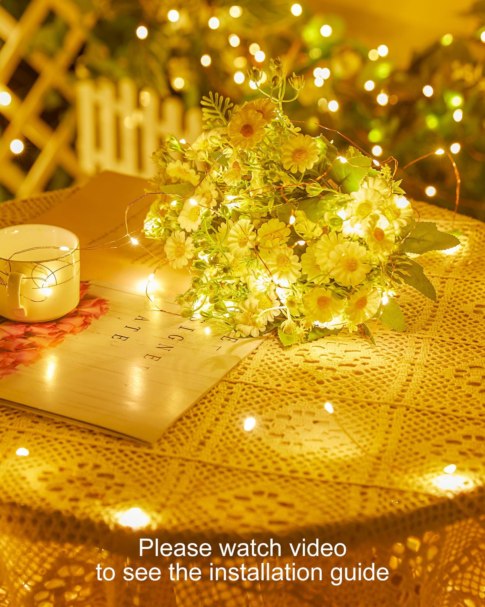 Minetom Solar String Lights For Outside, 33Ft 100 Led Outdoor Solar Fairy Lights, 8 Modes Balcony Lights For Tree Patio Christmas Party Wedding Decor (Warm White)