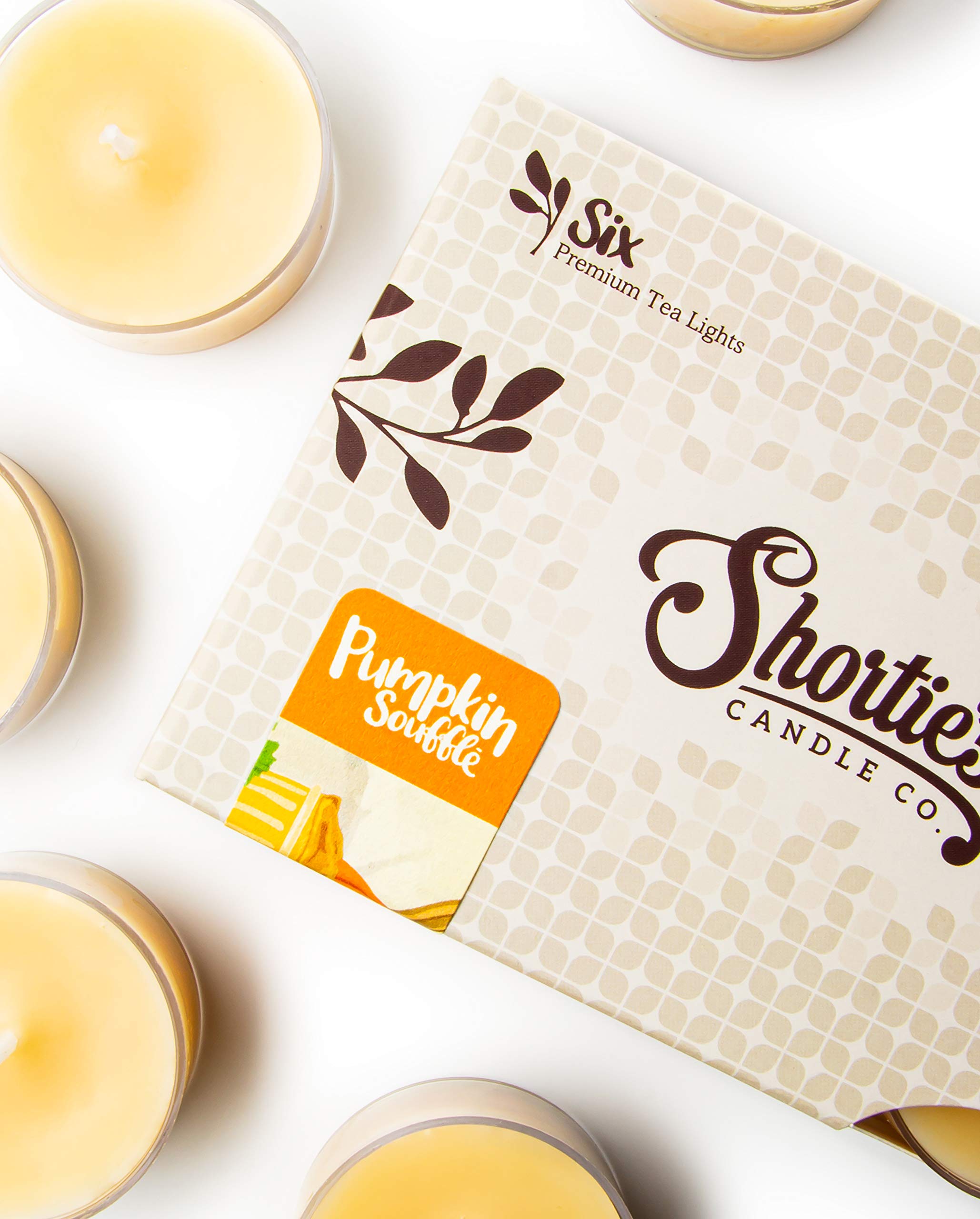 ShortieS Candle Company Pumpkin Souffle Tealight Candles - 24 Beige Highly Scented Paraffin Wax Tea Lights - Made In The Usa
