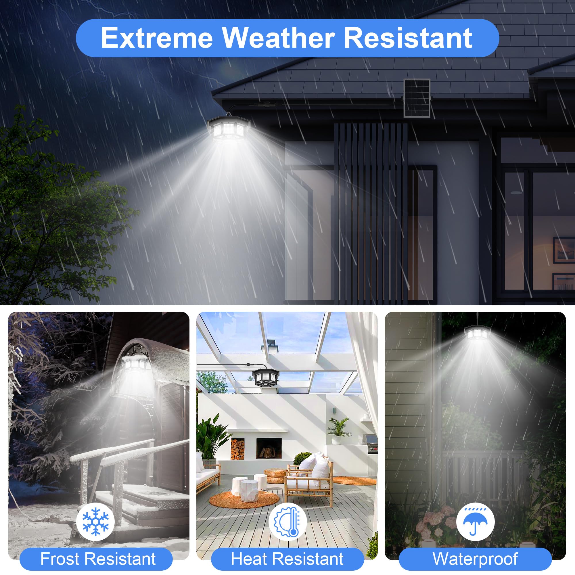 Uooiumoy Solar Shed Light Indoor Outdoor 1200Lm Solar Powered Pendant Daywork Light 288Led 8-Faces Lighting Motion Sensor With 5
