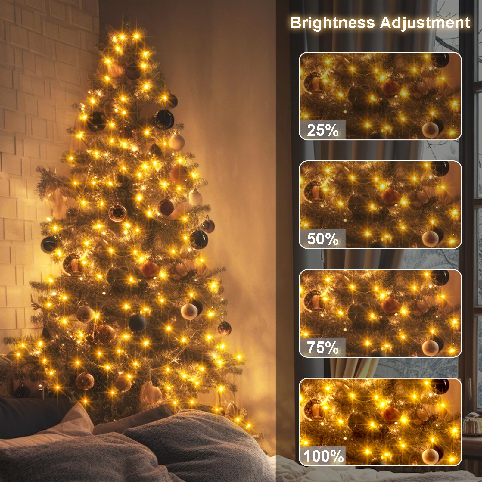 ZAIYW Battery Fairy Lights 50 LED 16.5Ft Dark Green Copper Wire Waterproof with Remote Timer, Warm White, Model DB200