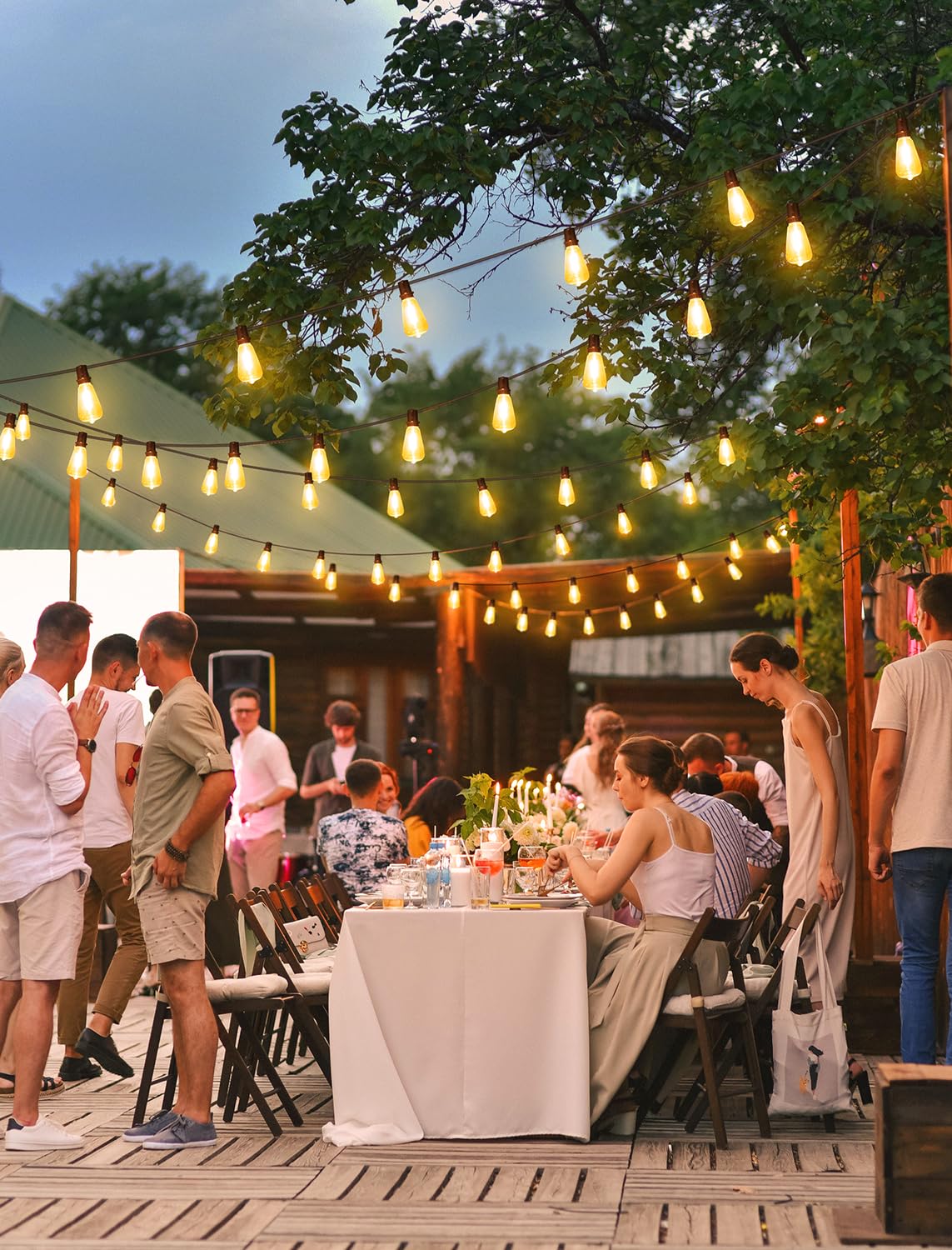 Larkvue 97Ft Outdoor String Lights, Patio Lights With 40+3 Led Dimmable Waterproof Decorative St38 Edison Bulbs For Room Gazebo