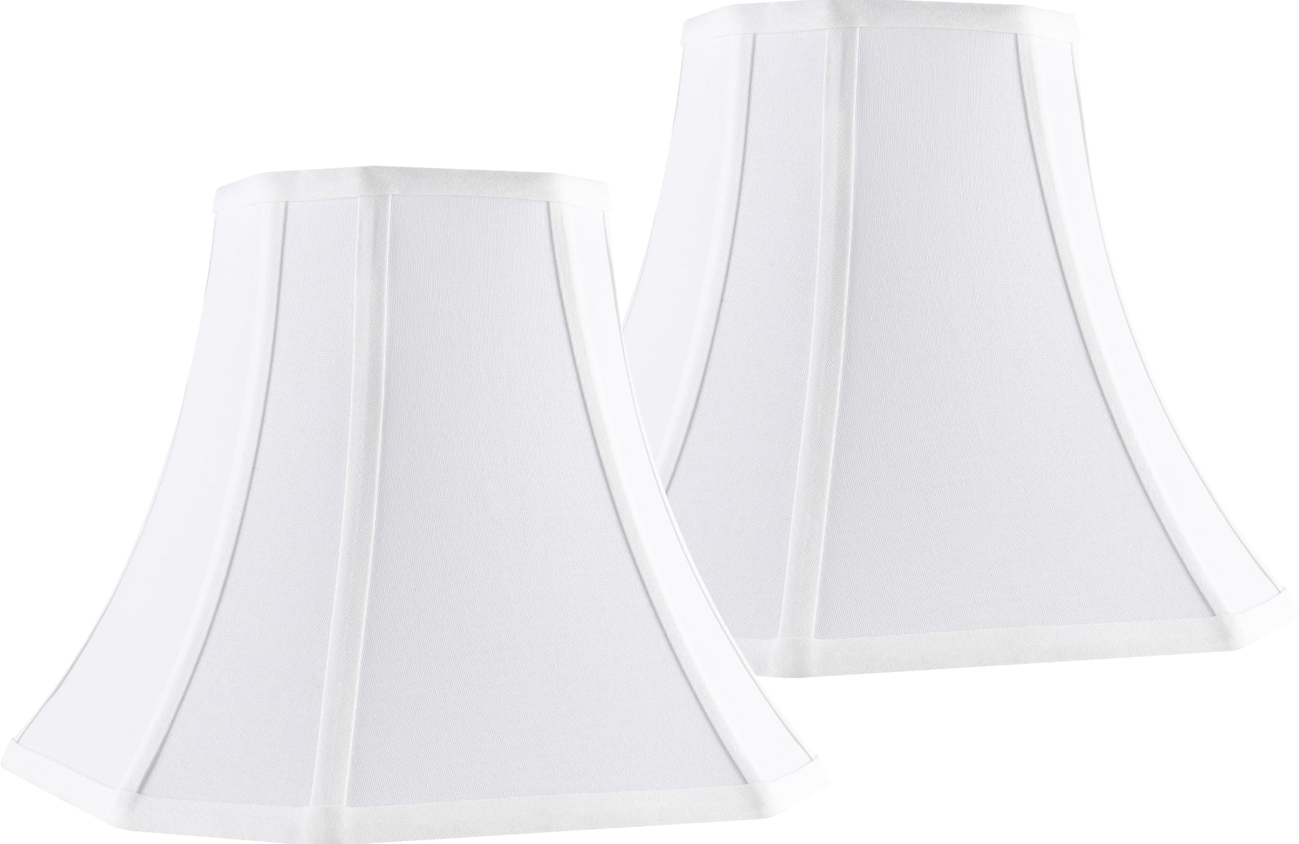JERHOUS White - Ivory Square Cut Corner Bell Lamp Shade Set of 2 Medium Lampshade 6.5Top  13Bottom  10.6Hight(Spider) Mode