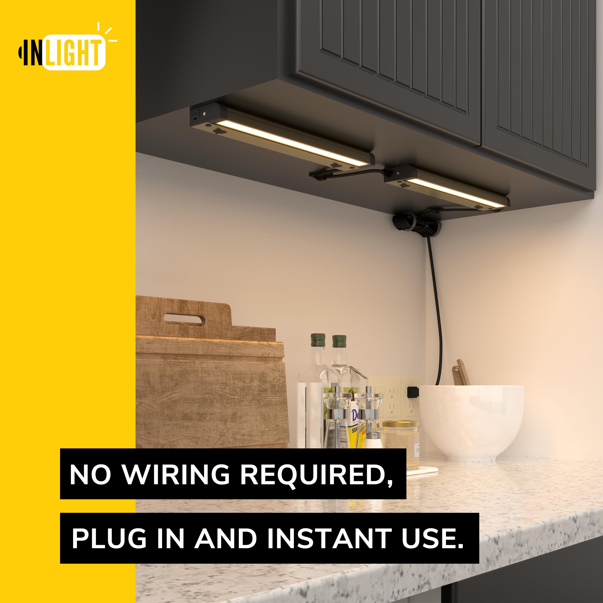 GETINLIGHT Swivel LED Under Cabinet Lighting, Dimmable 2700K/4000K, 12 Inch, White, Model IN-0109-2-WH