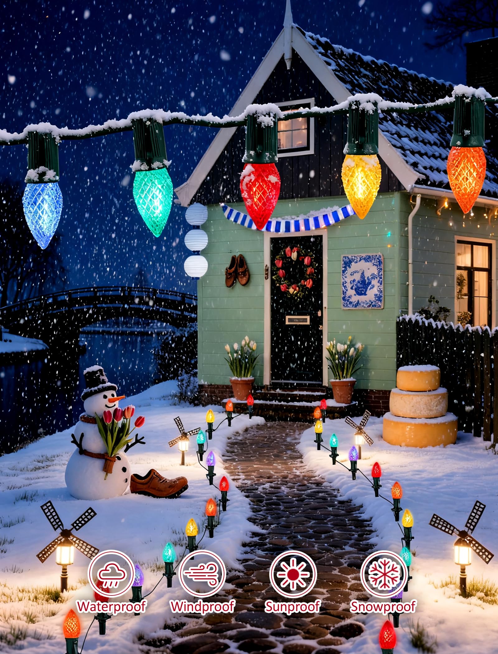 Hobbynors 30-Pack C7 Led Replacement Christmas Light Bulbs  Shatterproof Cool White Bulbs For Outdoor String Lights  0.6W Energy Saving  E12 Base  Modern & Functional Holiday Lighting