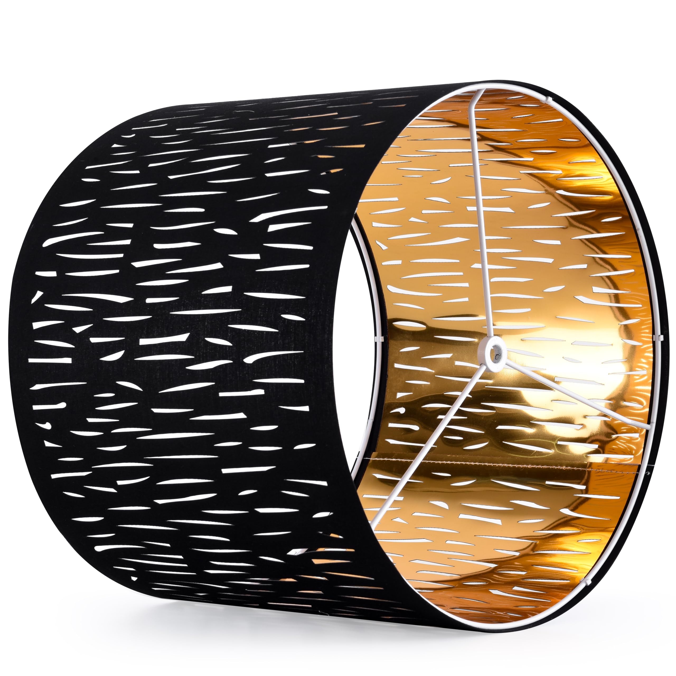 Goso Black Lamp Shades Set Of 2, Drum Lamp Shades With Etching Crystal Design,13 ''Top X 13'' Bottom X 10 ''High'', Lamp Shades