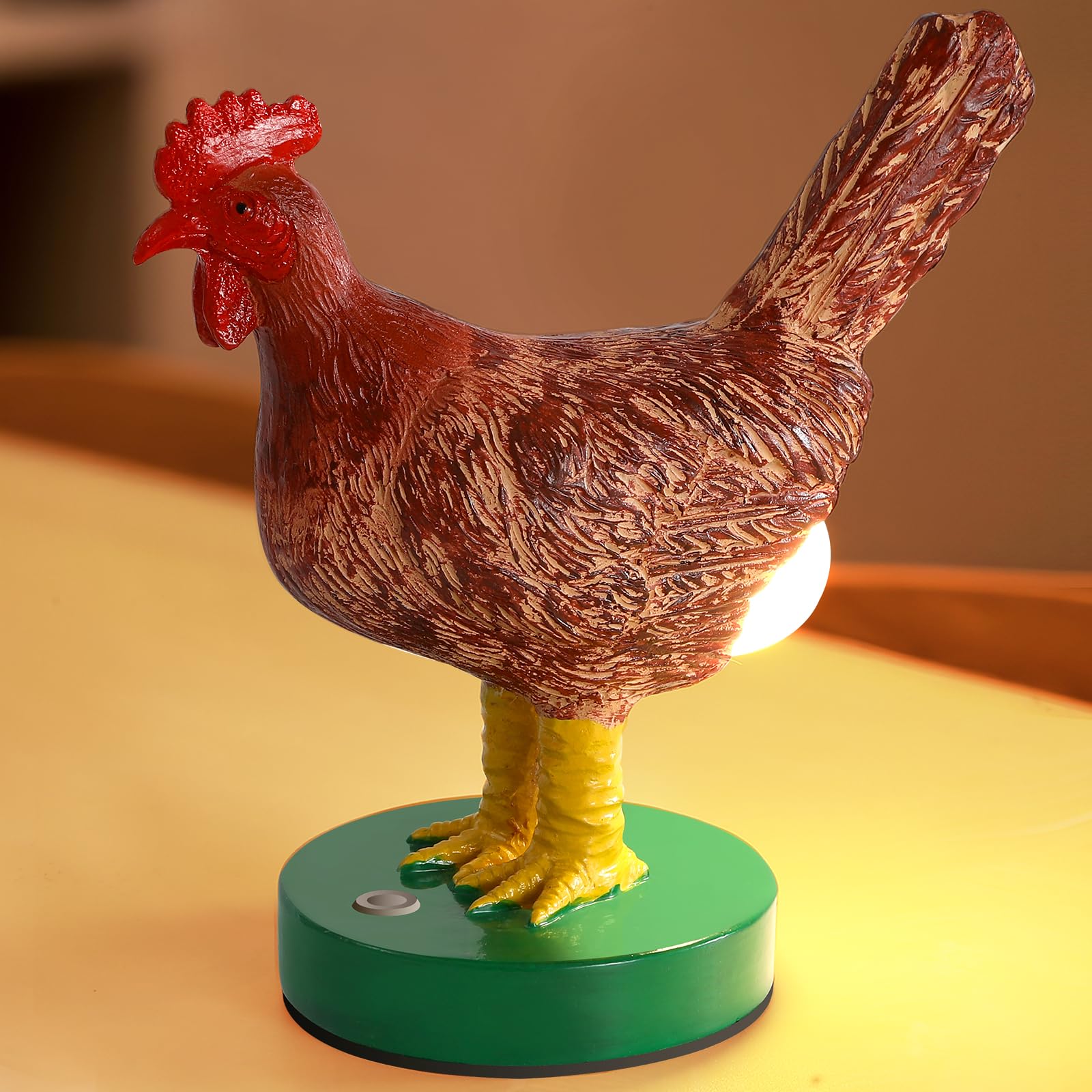 Chicken Egg Lamp, Funny Dimmable 3D Chicken Night Light with Egg in Butt, Lifelike Rooster Lamp with Touch Switch for Easter, Ch