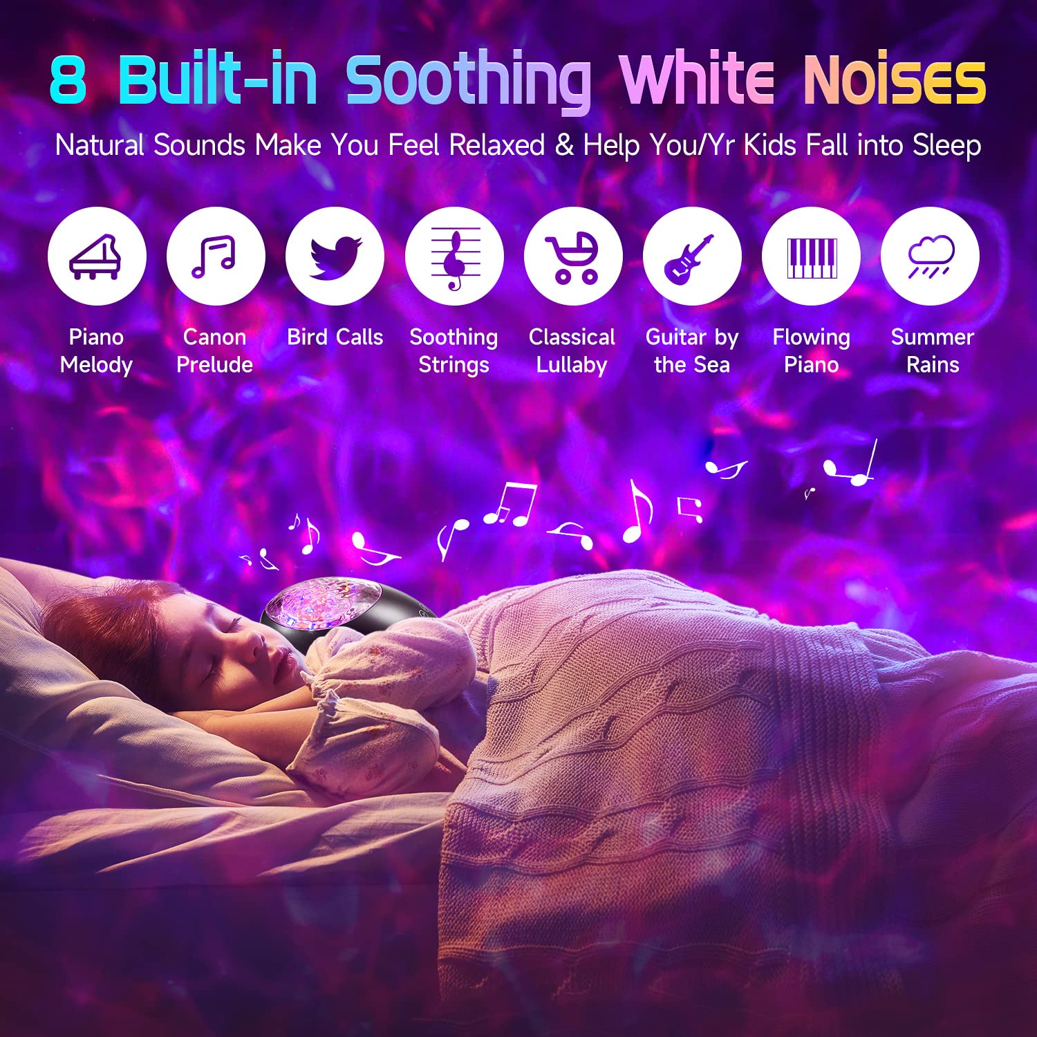 One Fire Galaxy Projector - Star Projector With Bluetooth, Ocean Wave & White Noise For Kids