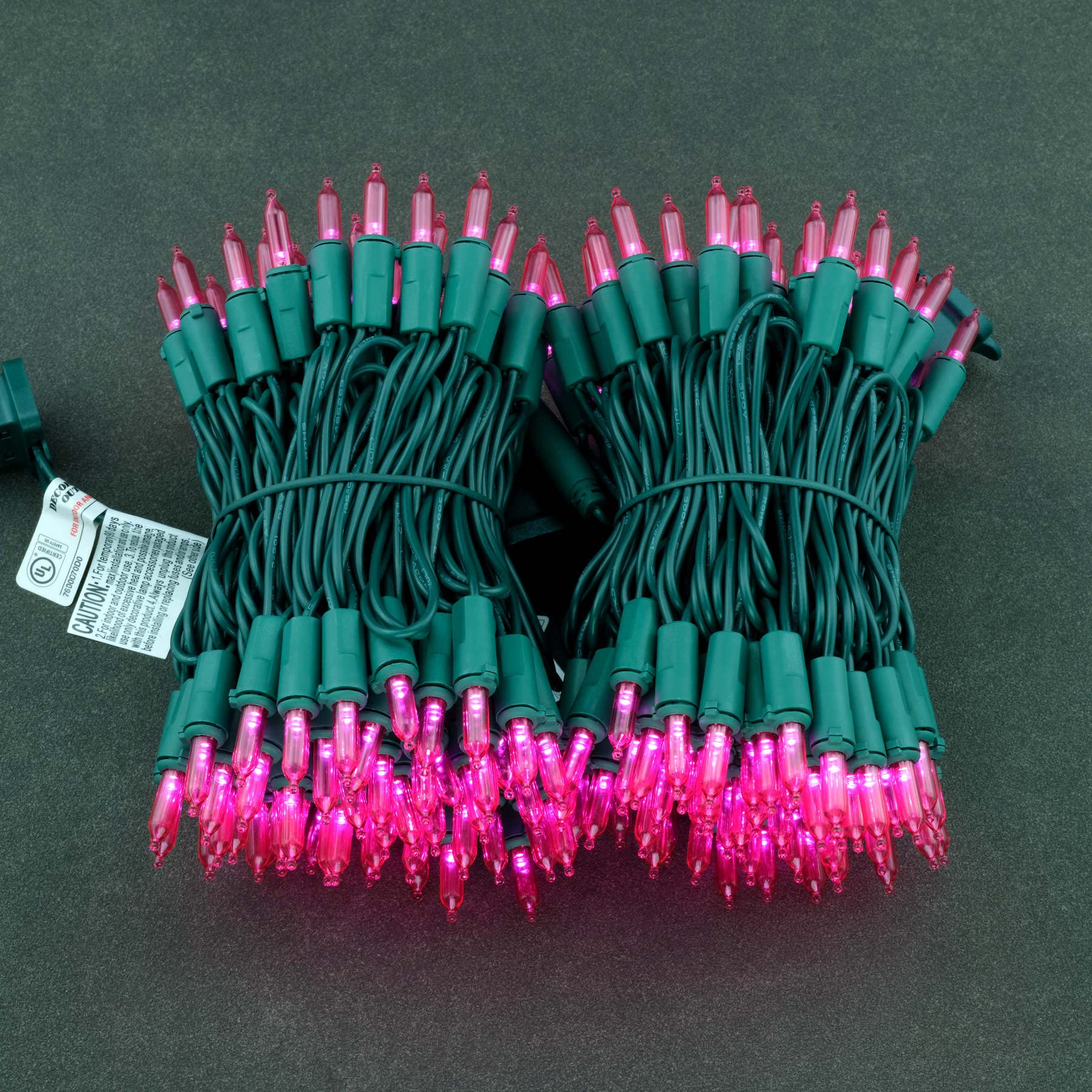 Yuletime Pink Led Christmas Lights 200 Count 50 Ft, Pack Of 2 Strands 25 Ft 100 Lights Ul Certified String Light Set (Pink)