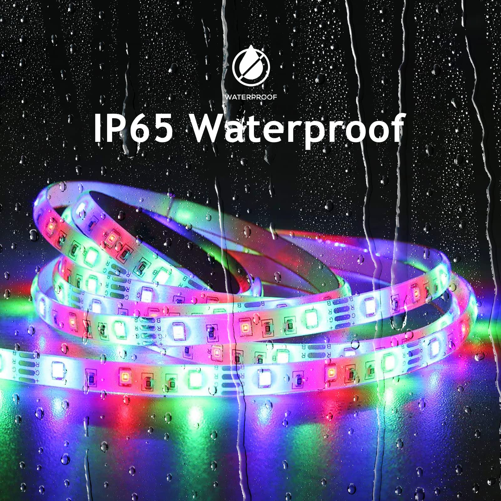 CHARKEE RGB Color Changing LED Light Strips, 32.8ft Waterproof, 12V Low Voltage, Remote Control for Bedroom, Living Room, Garden, Patio
