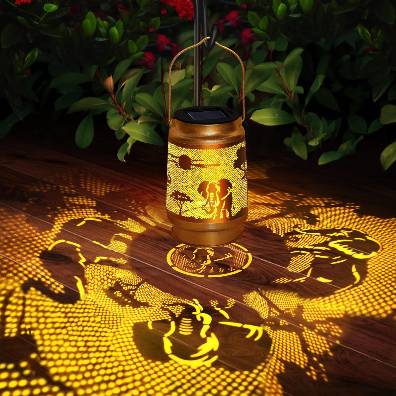 Yeuago Solar Lantern Outdoor Waterproof Elephant Garden Decor Christmas Gifts For Women Mom Grandma Hanging Solar Lights Metal D