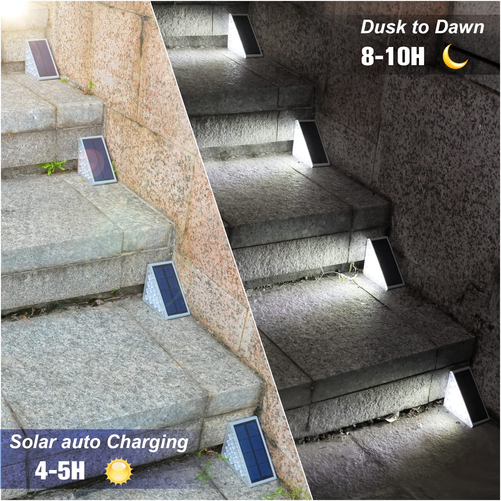 Volisun Solar Stair Lights 16 Pack, Solar Step Lights Waterproof Ip67, Outdoor Step Light With 13 Leds, Outdoor Lighting Decor F