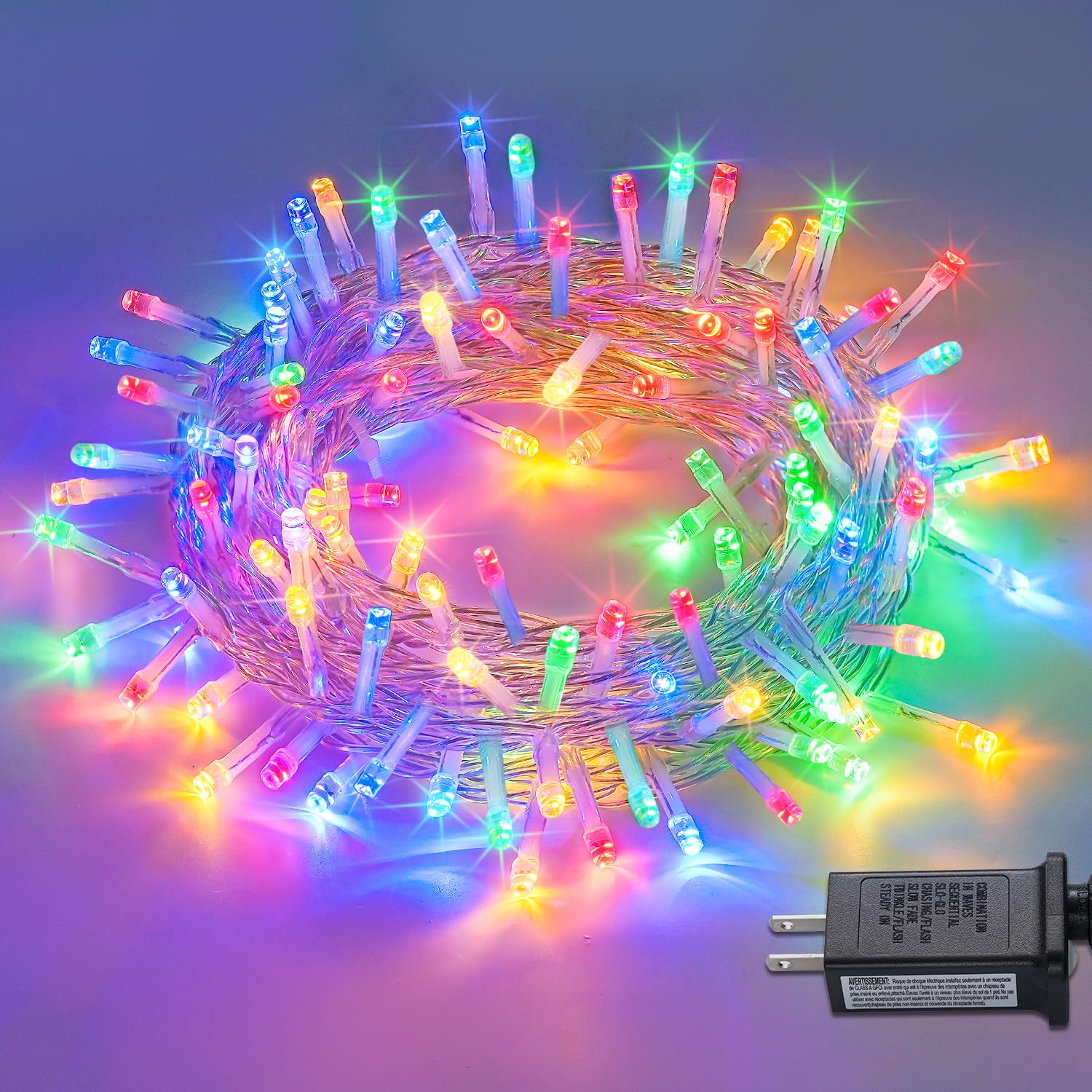 100 LED Christmas Lights Plug in, 33ft Christmas Tree Lights Outdoor Waterproof, 8 Modes Multicolor Christmas Lights for Tree Pa