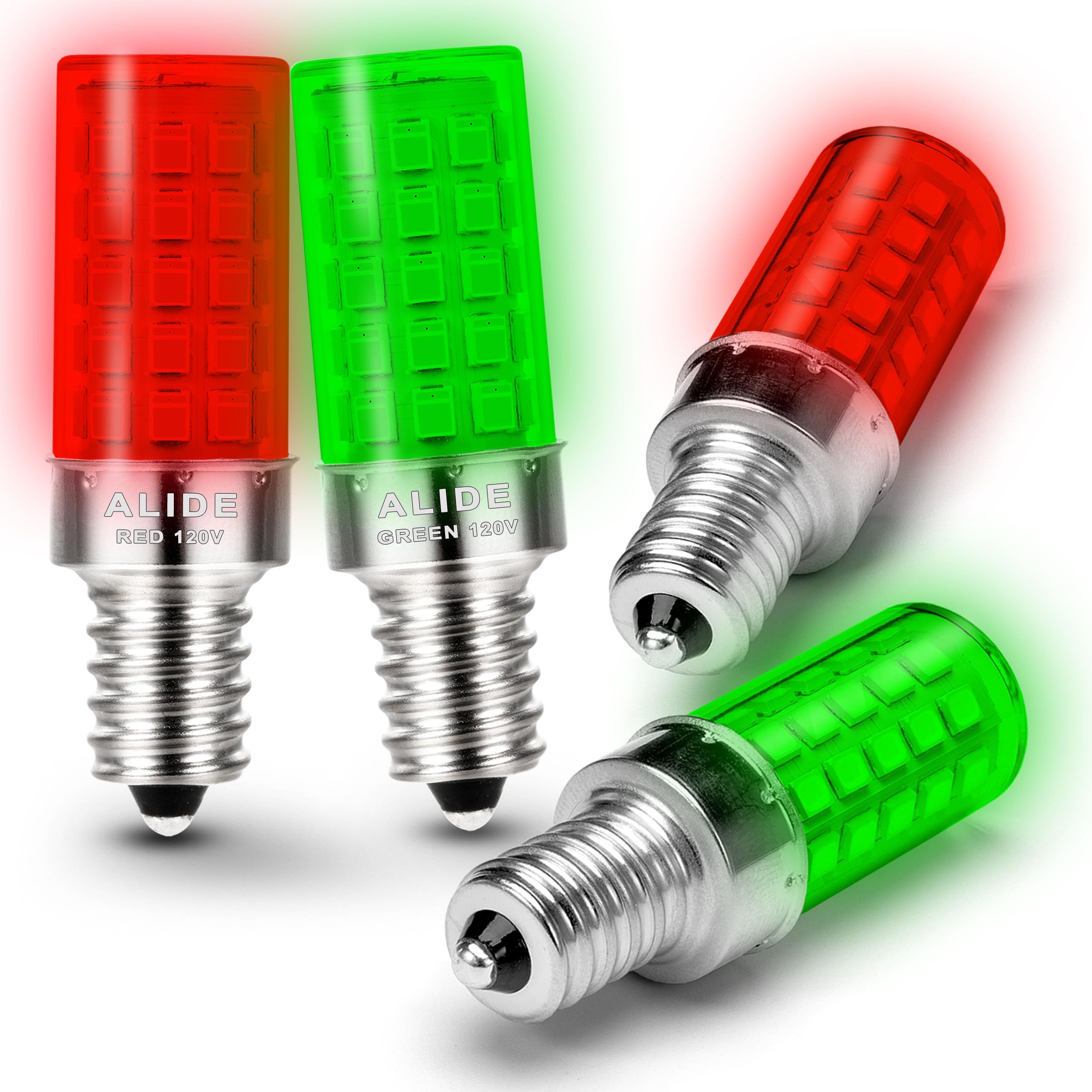 Alide Red Green E12 Led Candle Light Bulb4W, 40Watt Equivalent, E12 Small Base C7 T6 Red Green Led Bulbs For Christmas Holiday F