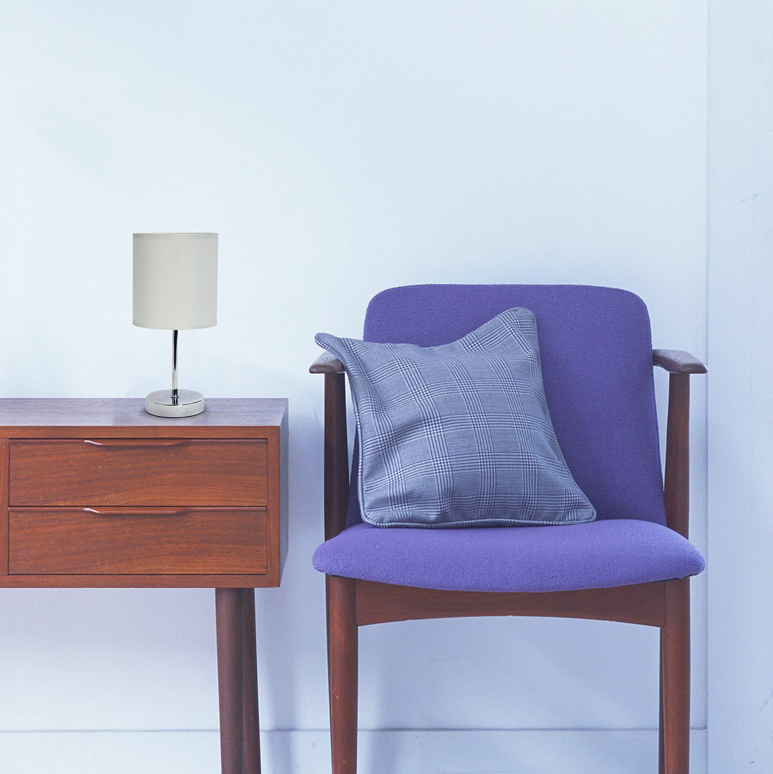 Simple Designs Lt2007-Slt-Lb Basic Chrome Mini Table Lamp For Living Room, Nightstand, Desk, Countertop, Slate Gray, With Feit L