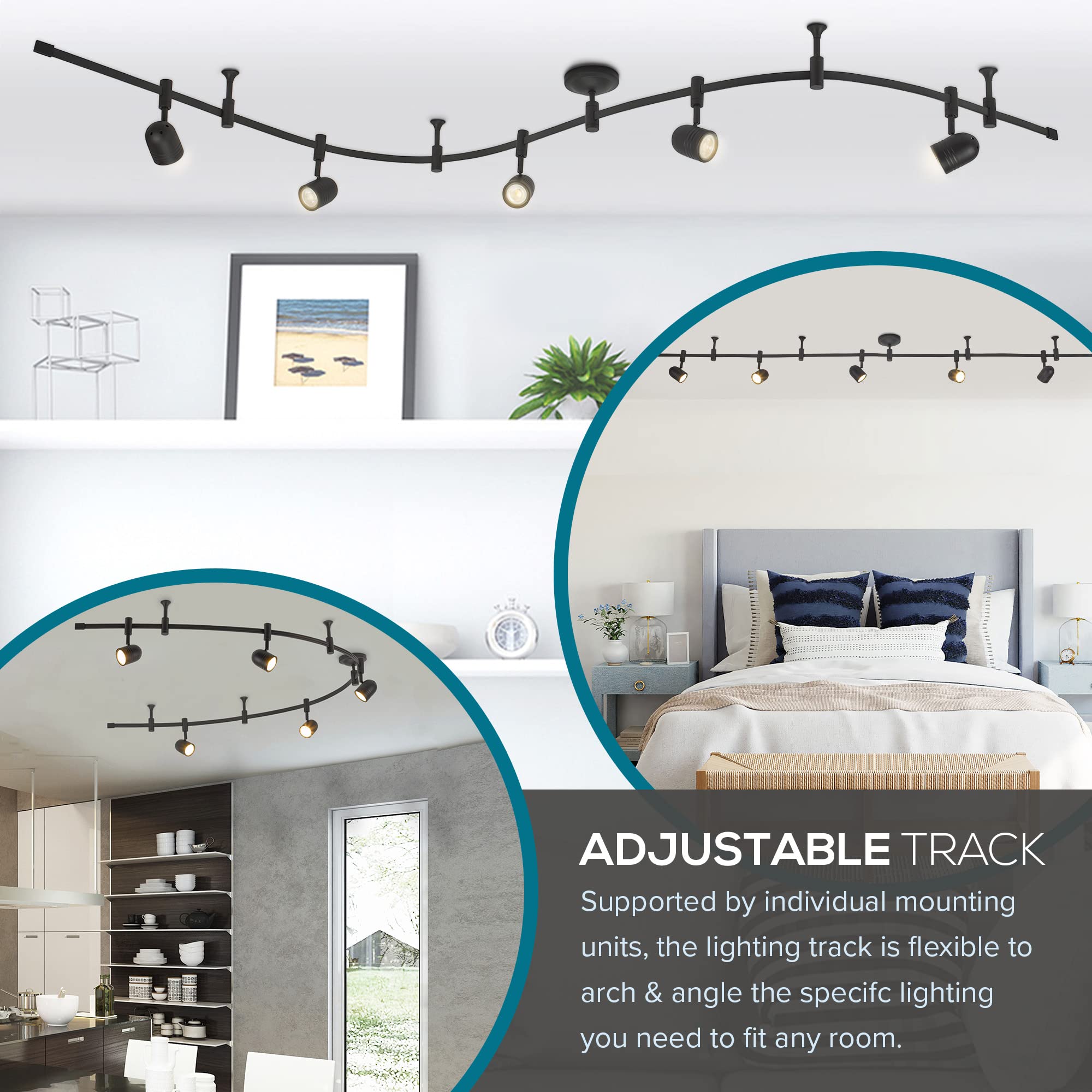 Catalina Lighting 96" Track Ceiling Light, Oil Rubbed Bronze, Transitional 5-Light Led Flex Track, Bulb Included, For Kitchen, Living Room, Home Lighting