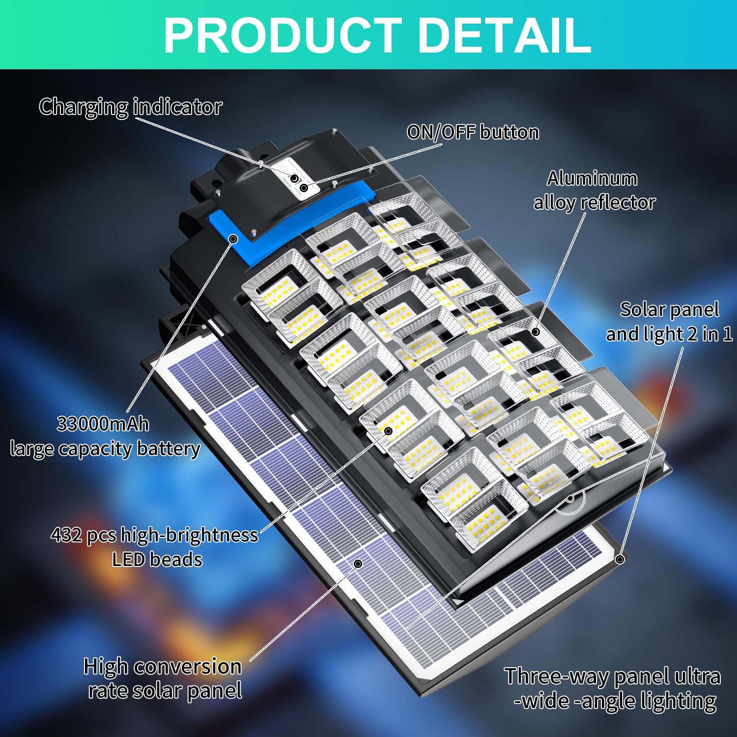 Jaynlt Y-6800W Solar Street Lights Outdoor, 600000Lm 6500K Powerful Parking Lot Lights Commercial, Duks To Dawn Solar Lamp Outdo