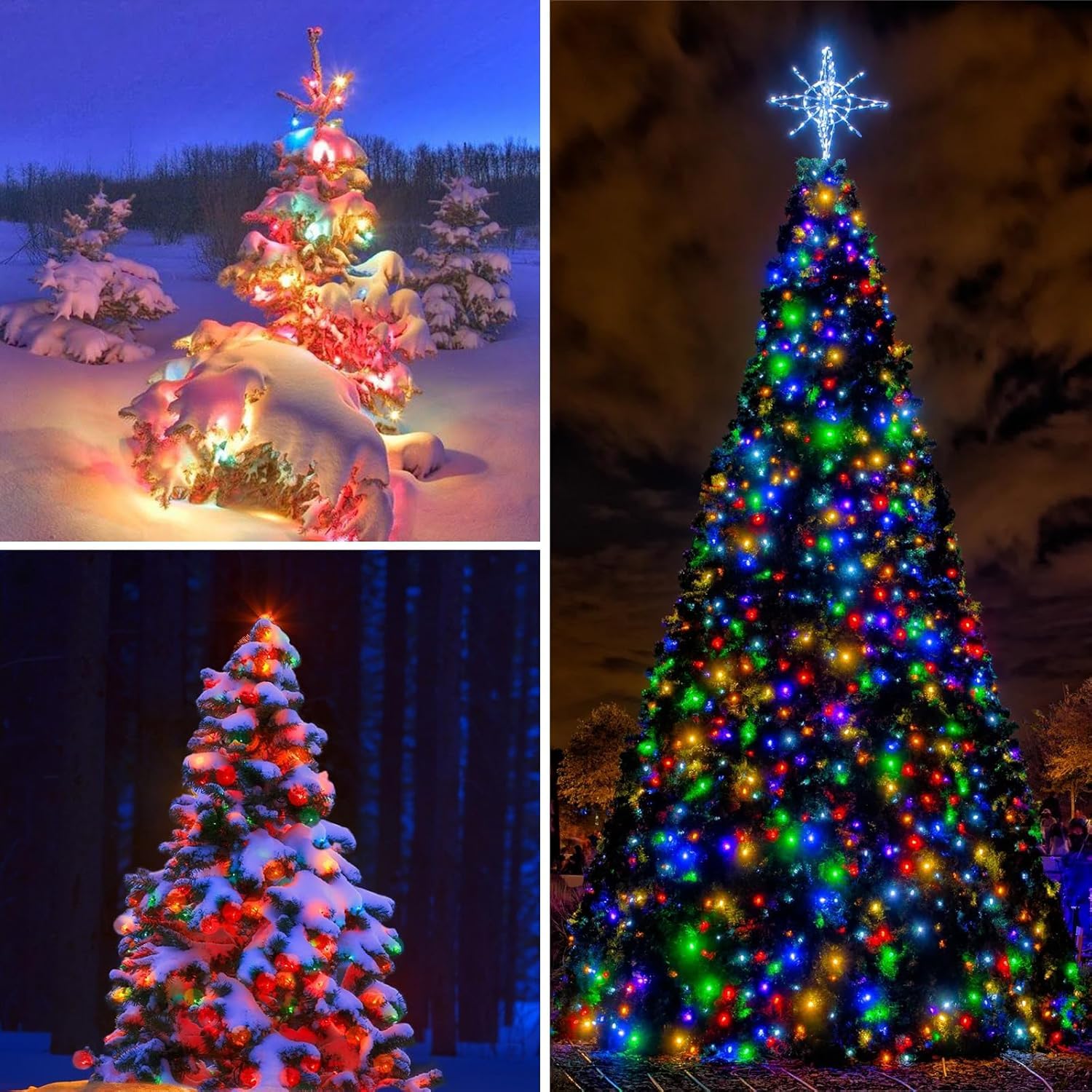 KAQ Solar String Lights, 400LED, 132FT, 8 Modes, IP65 Waterproof, Multicolor, 4-Pack
