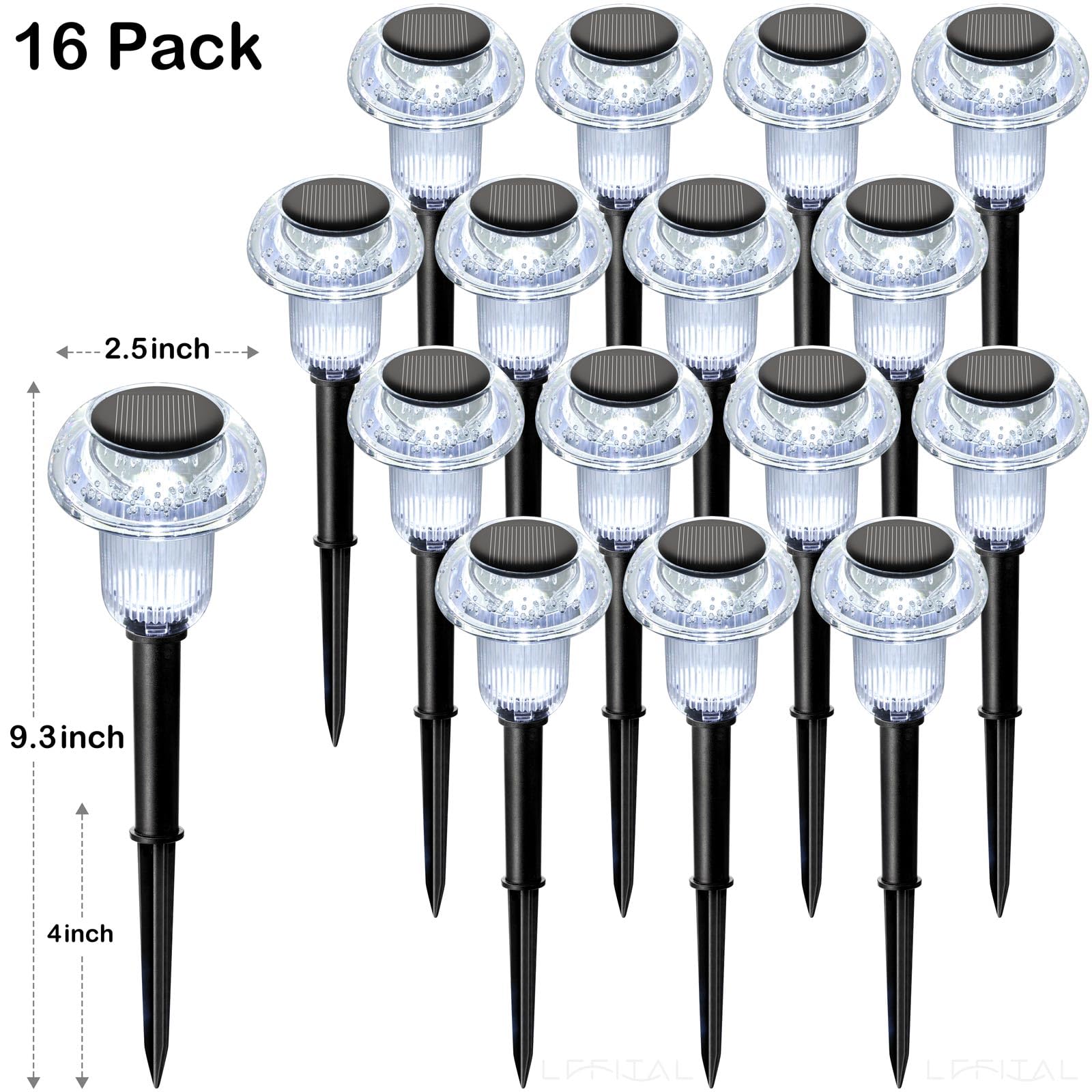 Lffital 16 Pack Solar Lights Outdoor Waterproof Pathway Lights Solar Powered Led Mushroom Garden Lighting Stake For Outside Yard Path Lawn Patio Landscape (Color Changing)