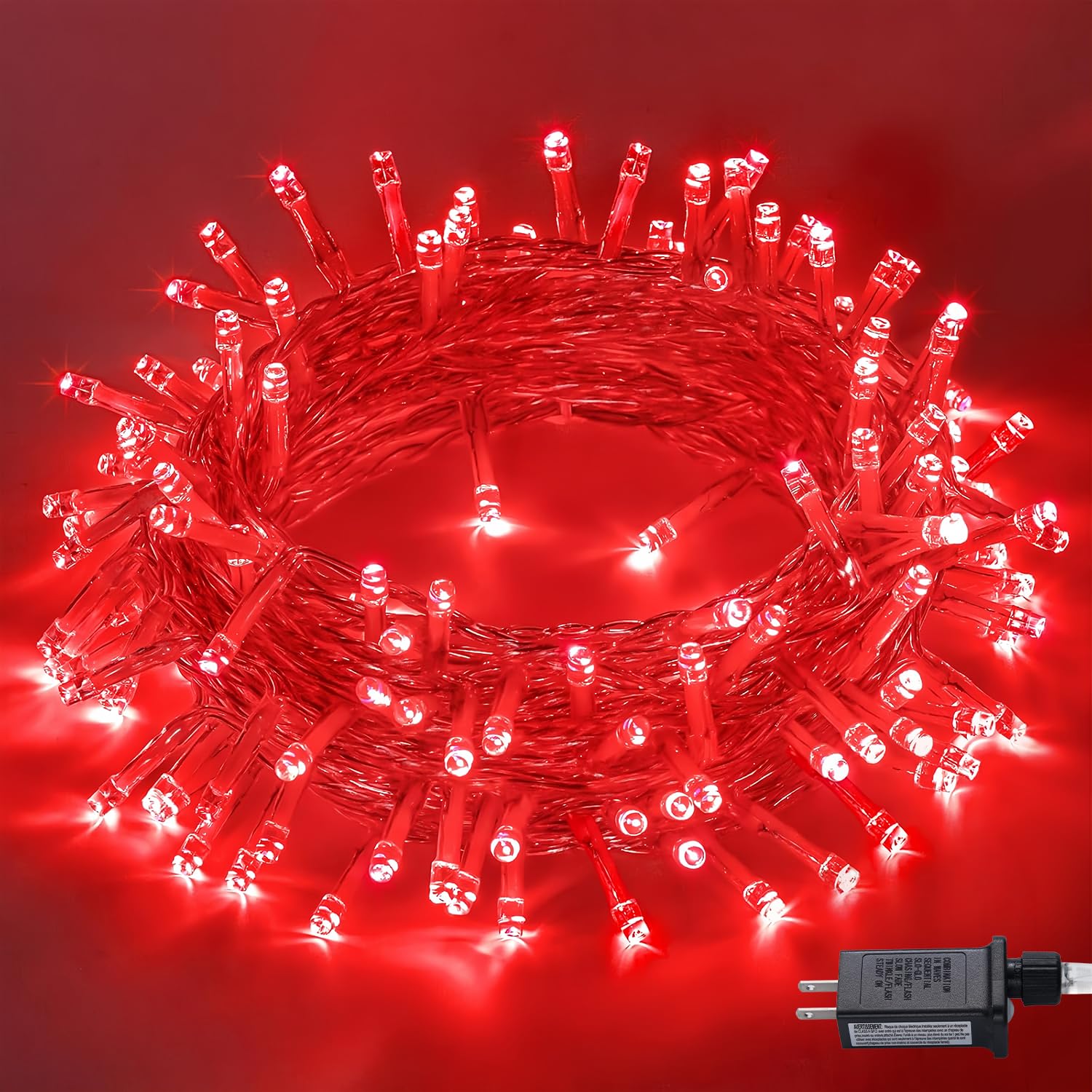 JMEXSUSS 150 LED Red Christmas Lights, 59 Ft Waterproof Connectable String Lights, 8 Modes for Indoor Outdoor Decor