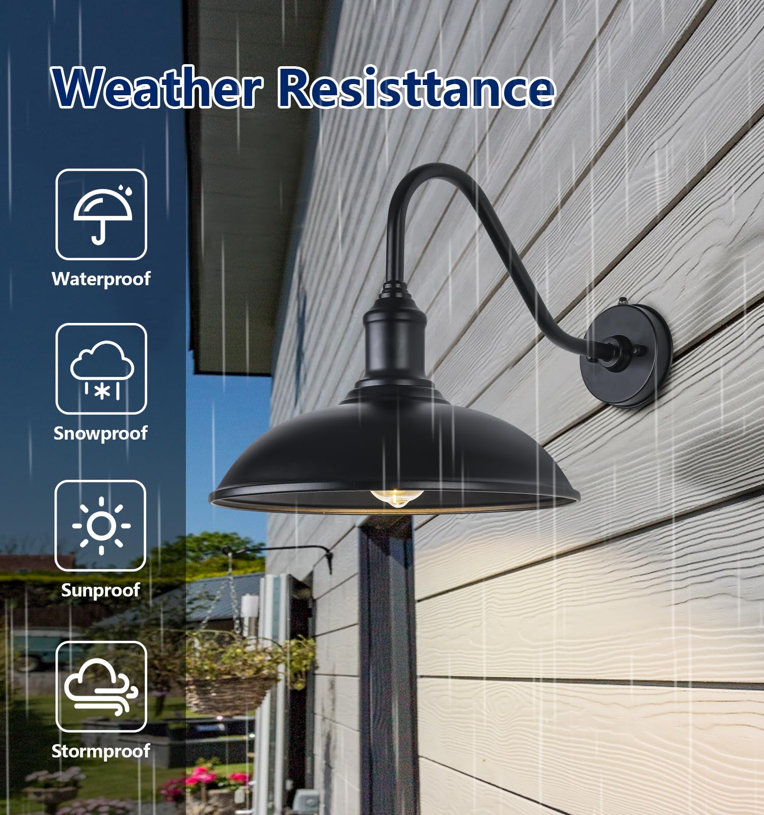 Ytzlvw 15 Inch Large Black Outdoor Gooseneck Barn Lights  From Dusk To Dawn Farmhouse Barn Lights  Galvanized + discomfort-reducingted Classic Look  Suitable For Porch  Garage  Outdoor Lighting.