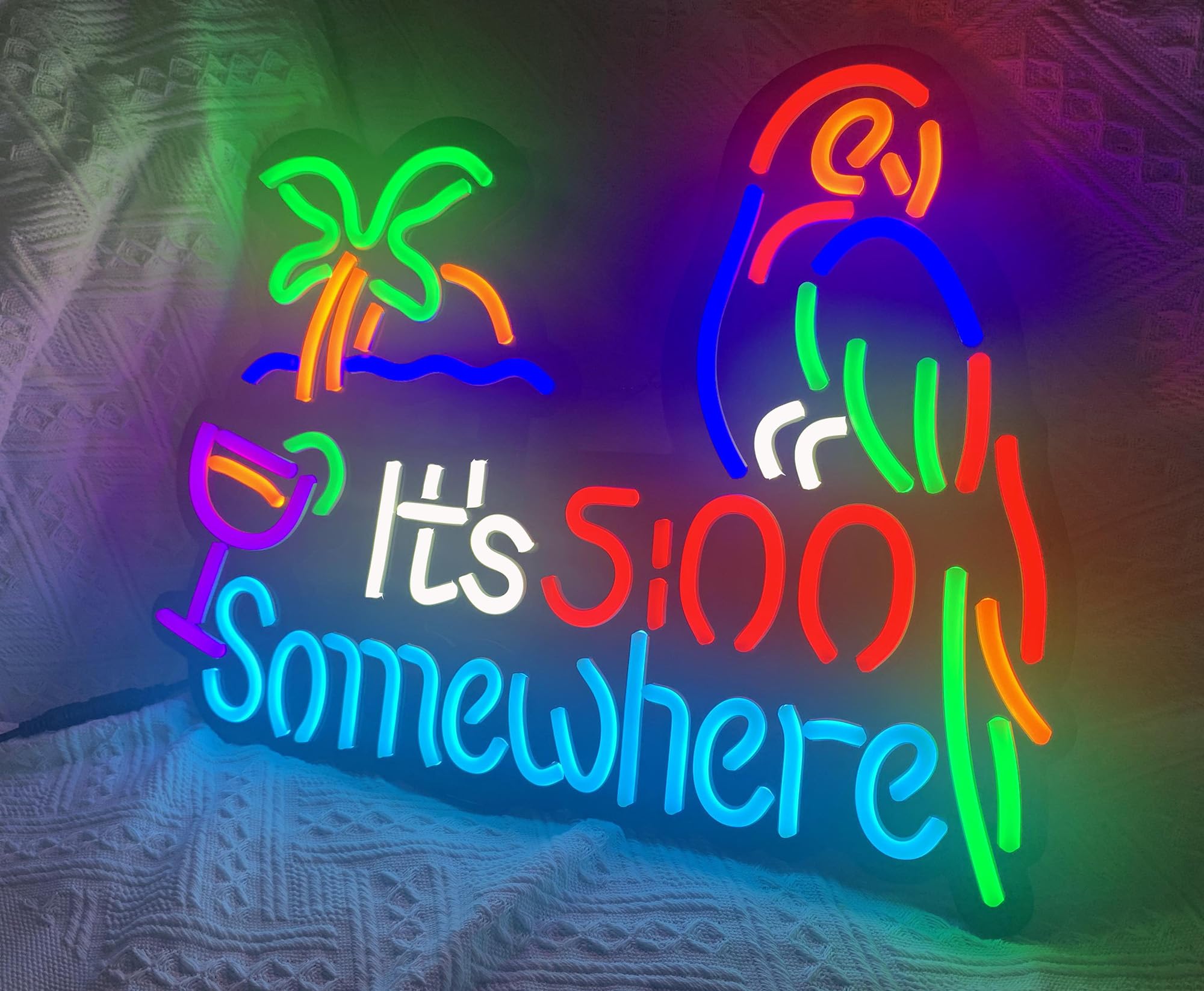 Ldgj It'S 5:00 Somewhere Neon Light Sign Home Bar Pub Recreation Room Game Lights Windows Wall Signs Party Birthday Bedroom Bedside Table Decoration Gifts