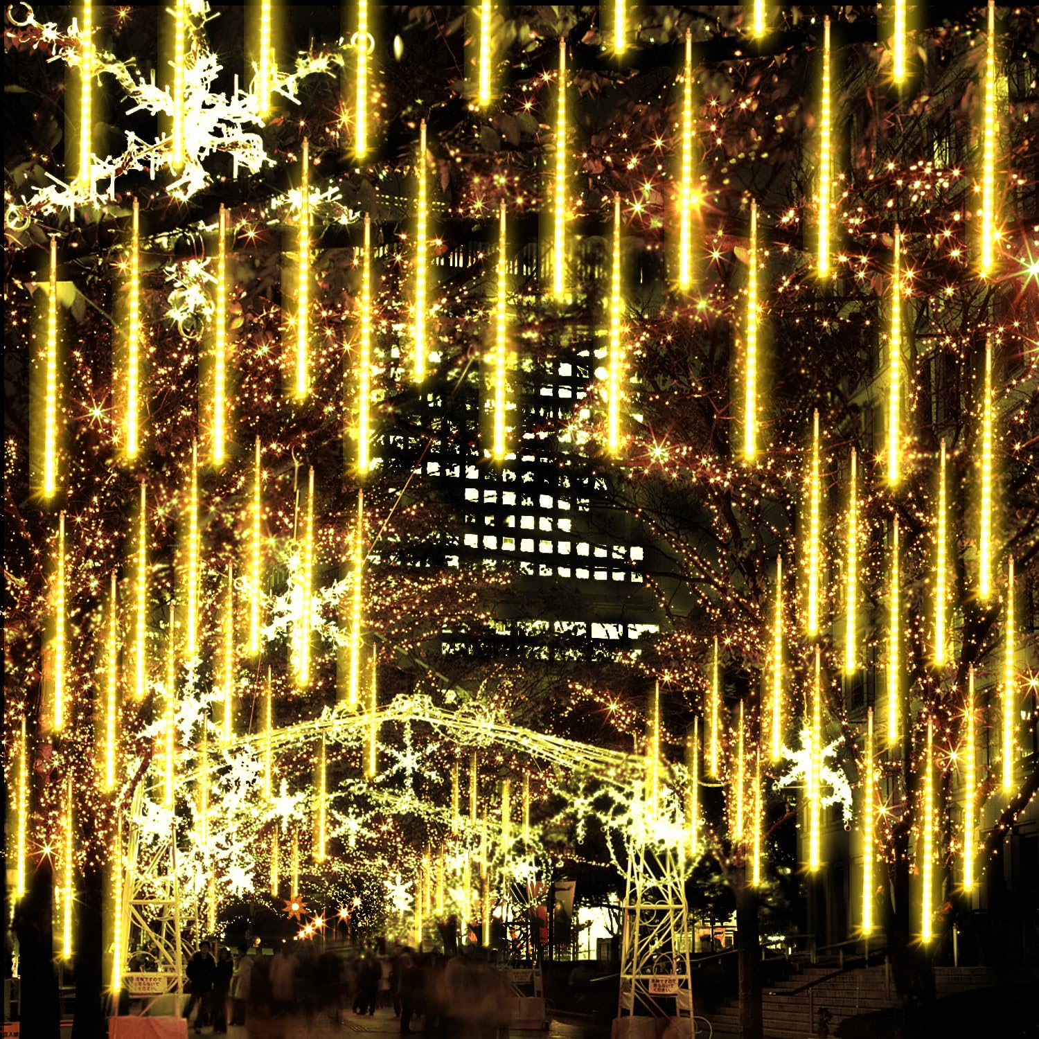 Jjgoo Christmas Lights Meteor Shower Rain Lights  10 Tube 12 Inch 240 Leds Icicle Light Outdoor Raindrop Light For Xmas Halloween Wedding Party Tree Holiday Decoration  Warm White