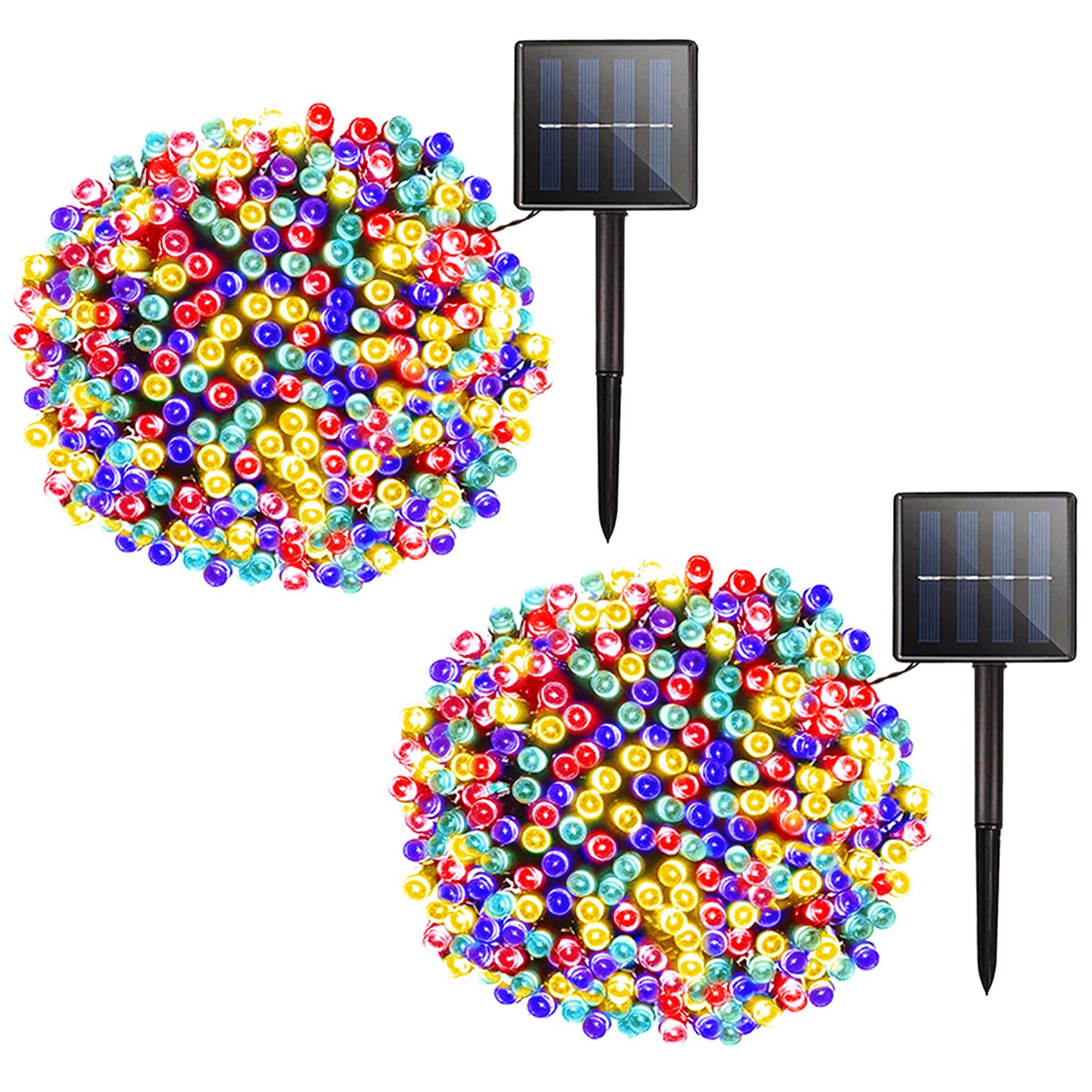 Solar Christmas String Outdoor - 2 Pack 72ft 200 LED 8 Modes Outdoor String Lights  Waterproof Fairy Lights for Garden  Patio  Fence  Holiday  Party  Balcony  Christmas Decorations (Multicolor)