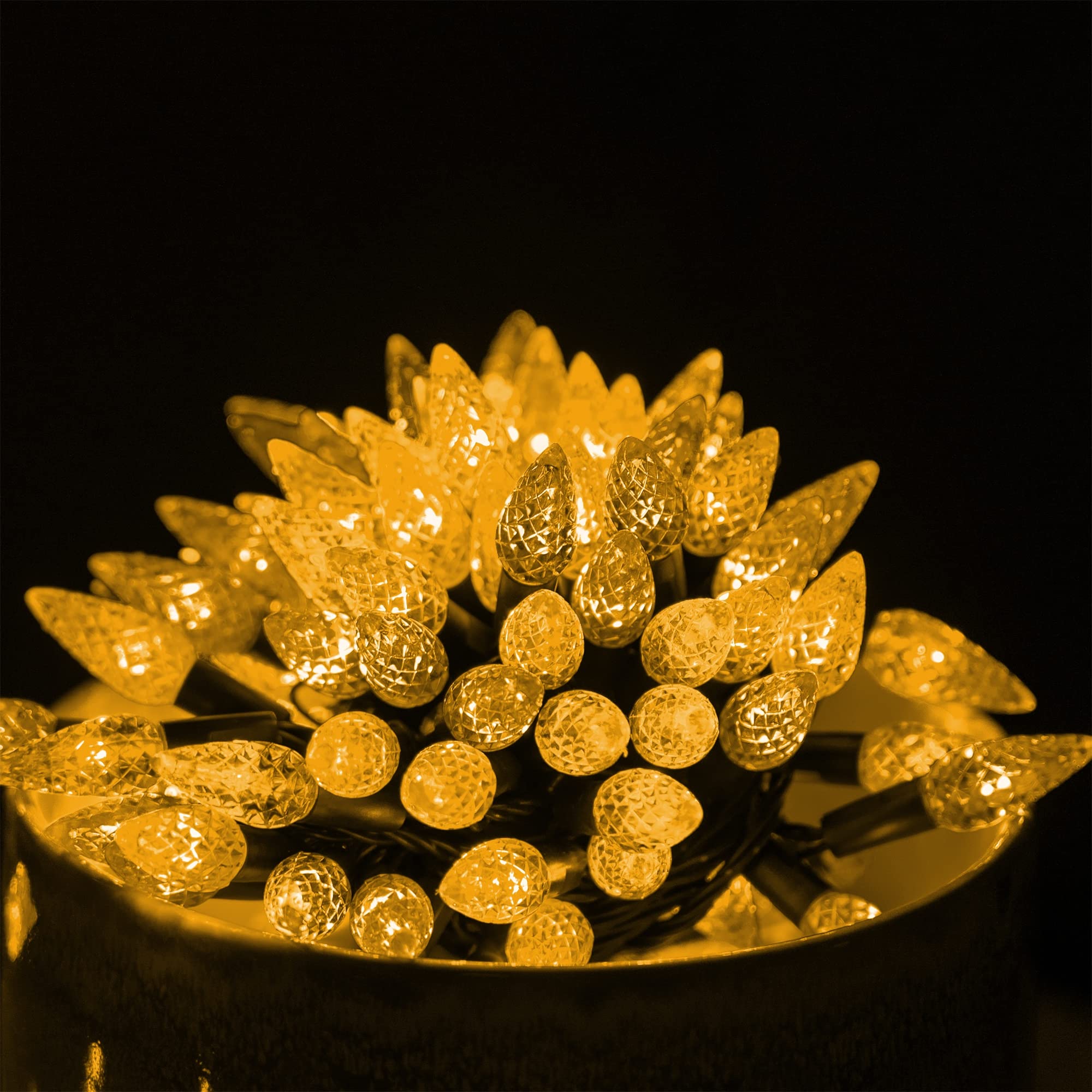 Dazzle Bright C6 Battery Operated Christmas Lights, 4 Pack Total 200Led 68Ft Warm White Christmas Lights With 8 Modes, Waterproo