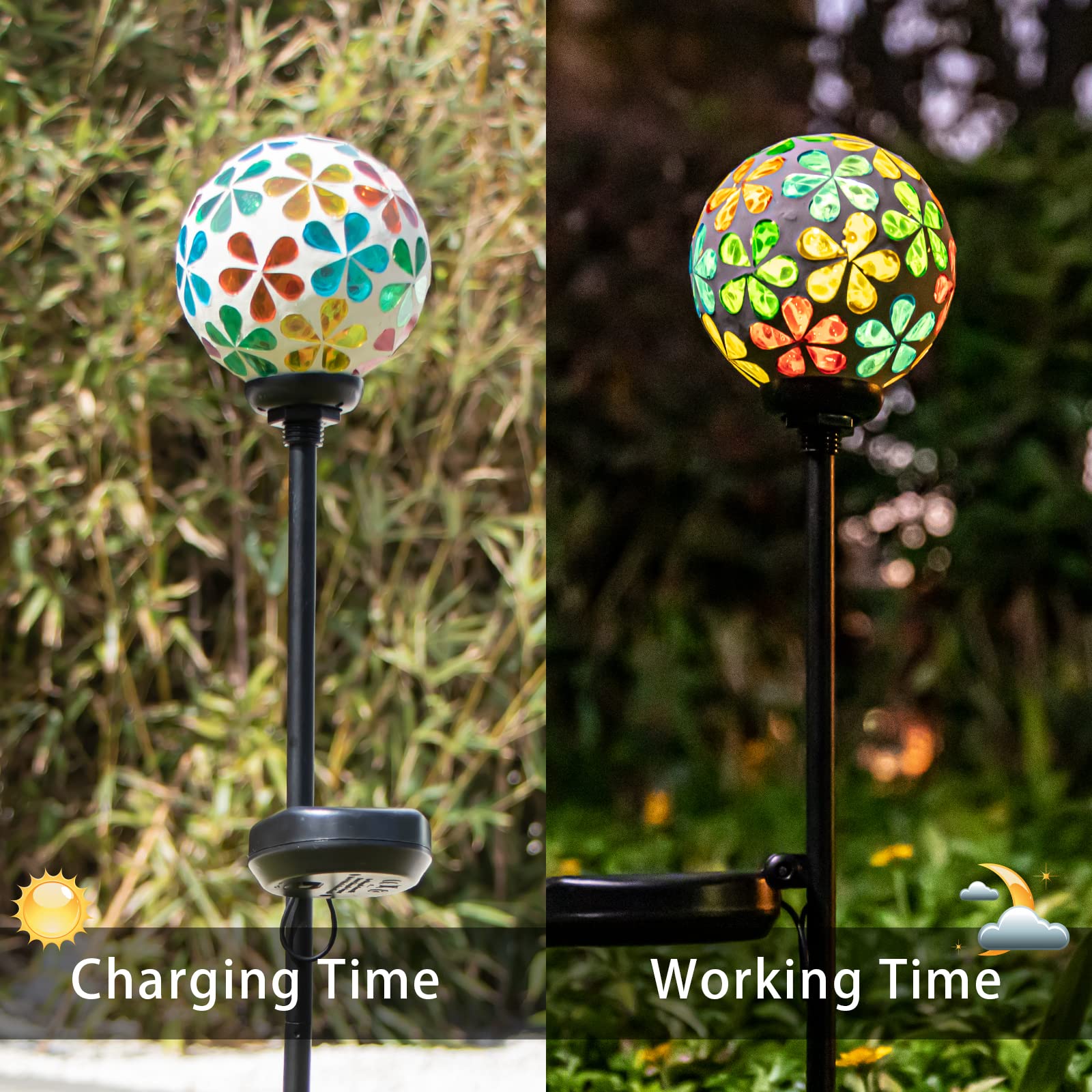 Vcuteka Mosaic Solar Garden Lights - Waterproof Led Pathway Decor For Lawn & Patio (Multicolor)
