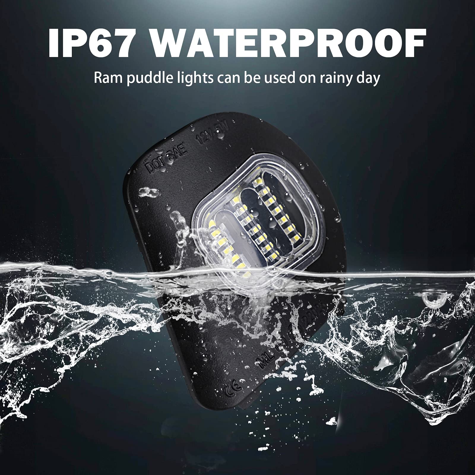 Kansmart For Ram Puddle Lights Compatible With 2010-2019 Dodge Ram 1500 2500 Accessories Mirror Puddle Light Ram 3500 4500 5500 Led Side Mirror Turn Signal Puddle Lamp