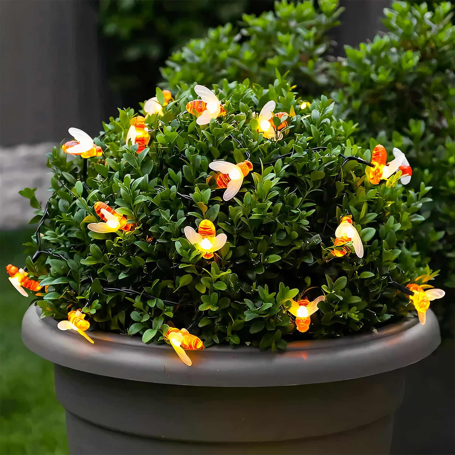 JMEXSUSS Solar Bee Lights - 30.6FT 50 LED Waterproof Fairy Lights, 8 Modes for Garden Patio Yard Decorations
