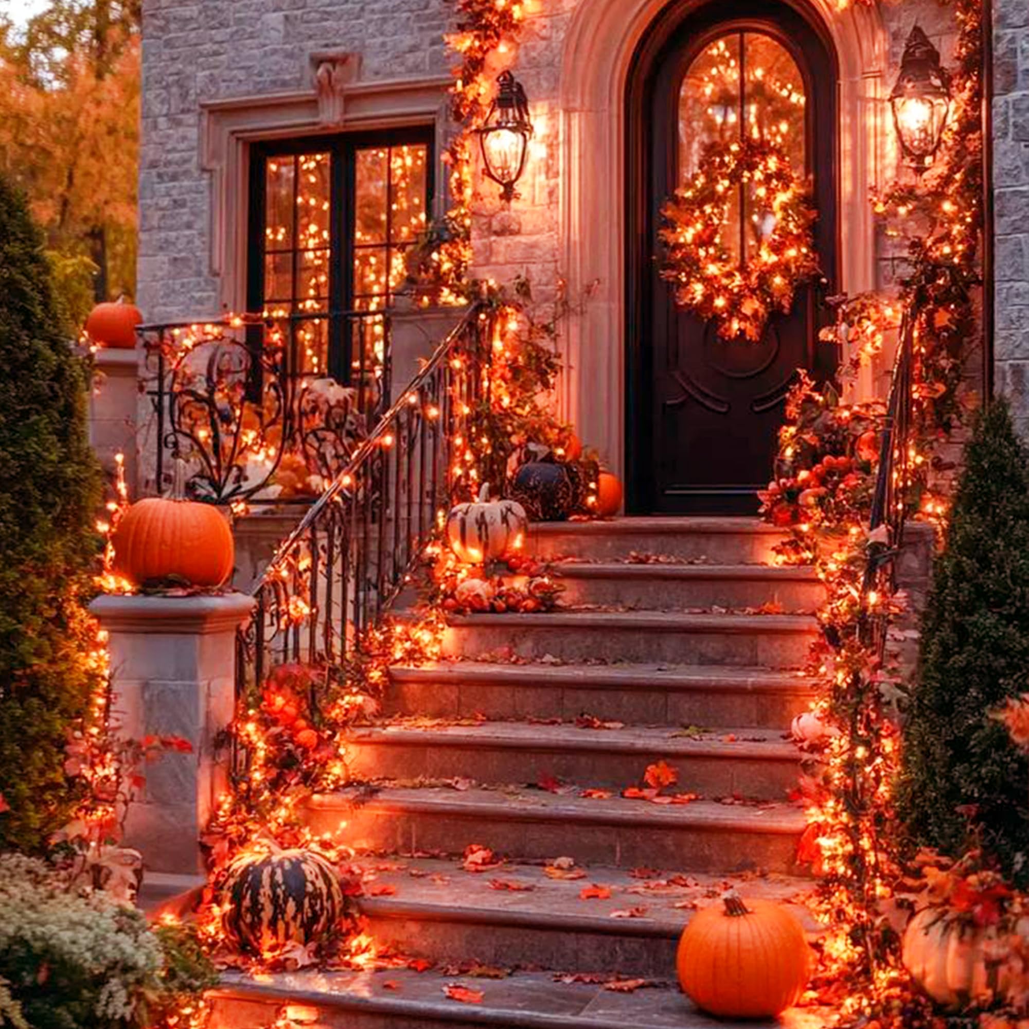 mimigogo Orange Halloween Tree Lights, 50 Incandescent Bulbs, 13ft Waterproof Fairy String Lights for Indoor/Outdoor Decor