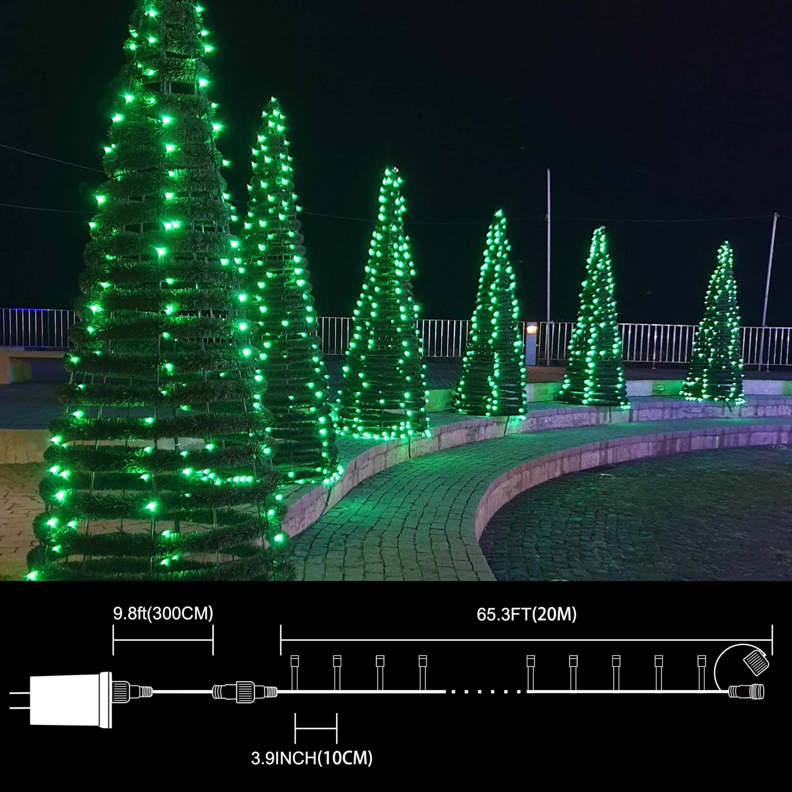 Lamphome 66Ft Christmas Decorative Mini Lights 200 Led Transparent Wire Fairy Starry String Lights Plug In  11 Lighting Modes  For Indoor Outdoor Xmas Tree Wedding Party Decoration (Green)