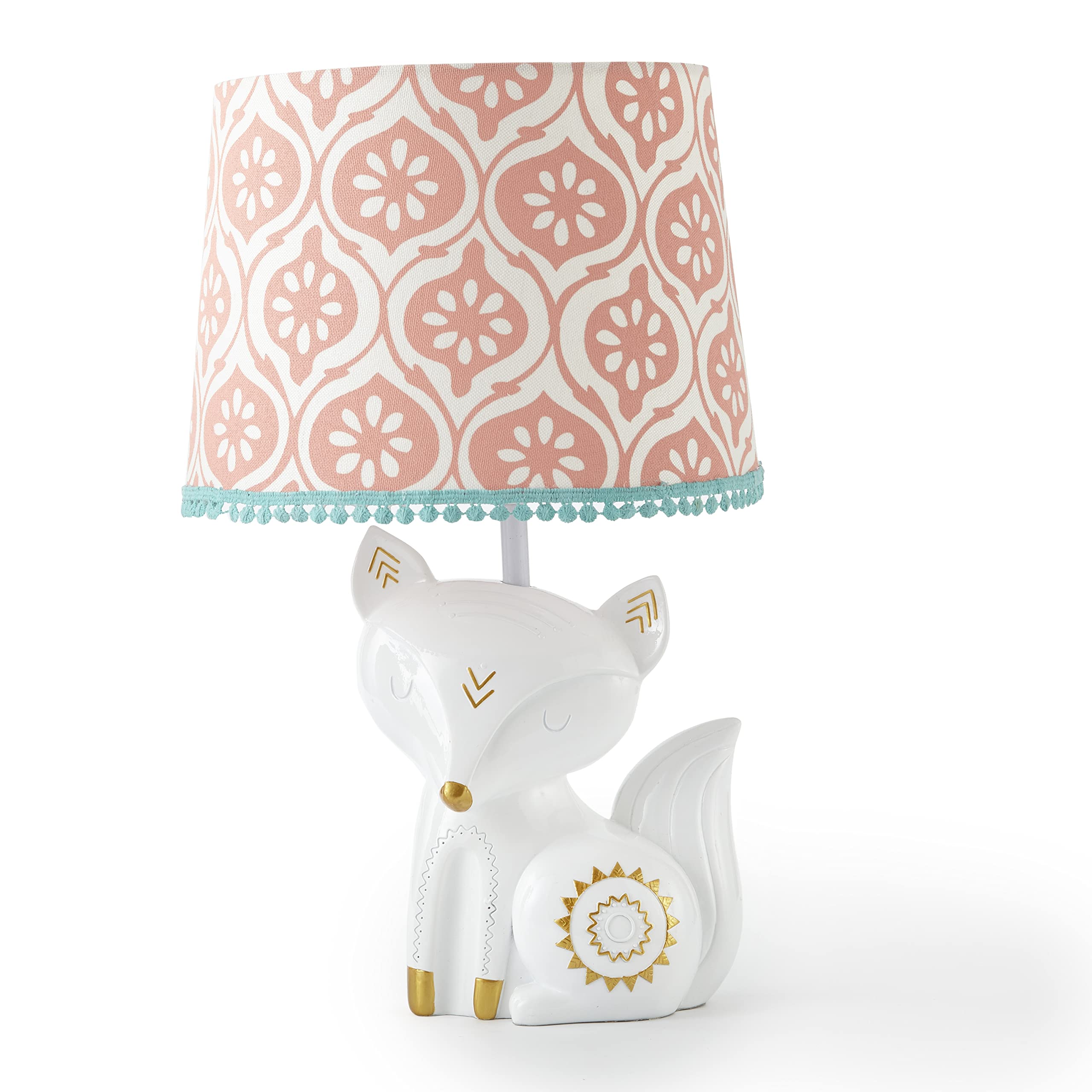 Levtex Baby - Fiona Table Lamp - Spindle Base with Pink Rosette Shade - Nursery Lamp - Base and Shade - Pink, Teal, White - Nurs