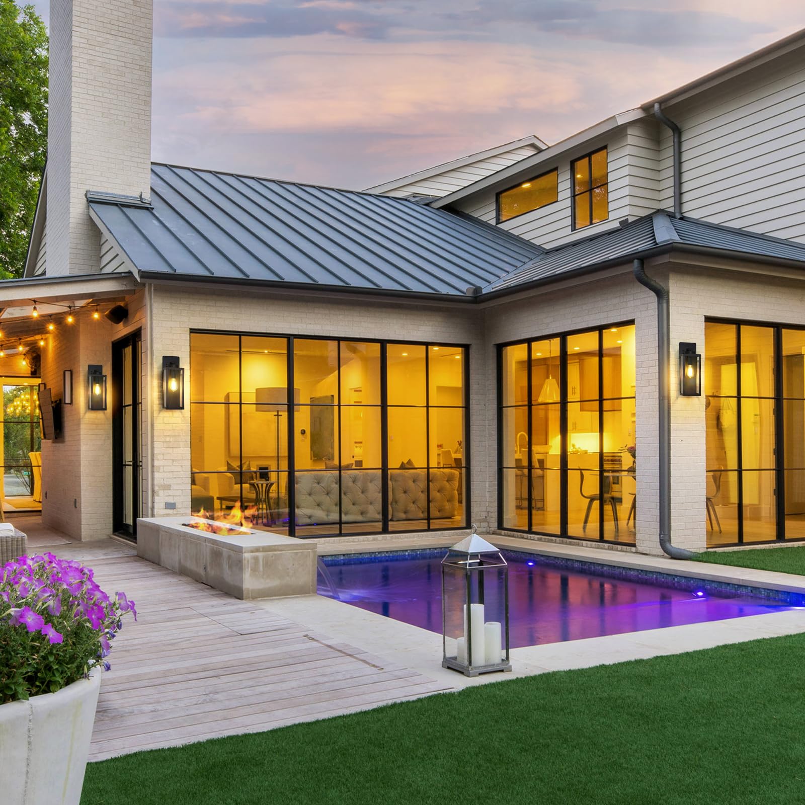 Large Size Outdoor Wall Light Fixtures, Exterior Lighting Fixtures Porch Sconces Wall Mounted, Waterproof Black Outdoor Wall Lanterns Lamps, Outside Lights For House Patio Front Door Entryway, 2-Pack