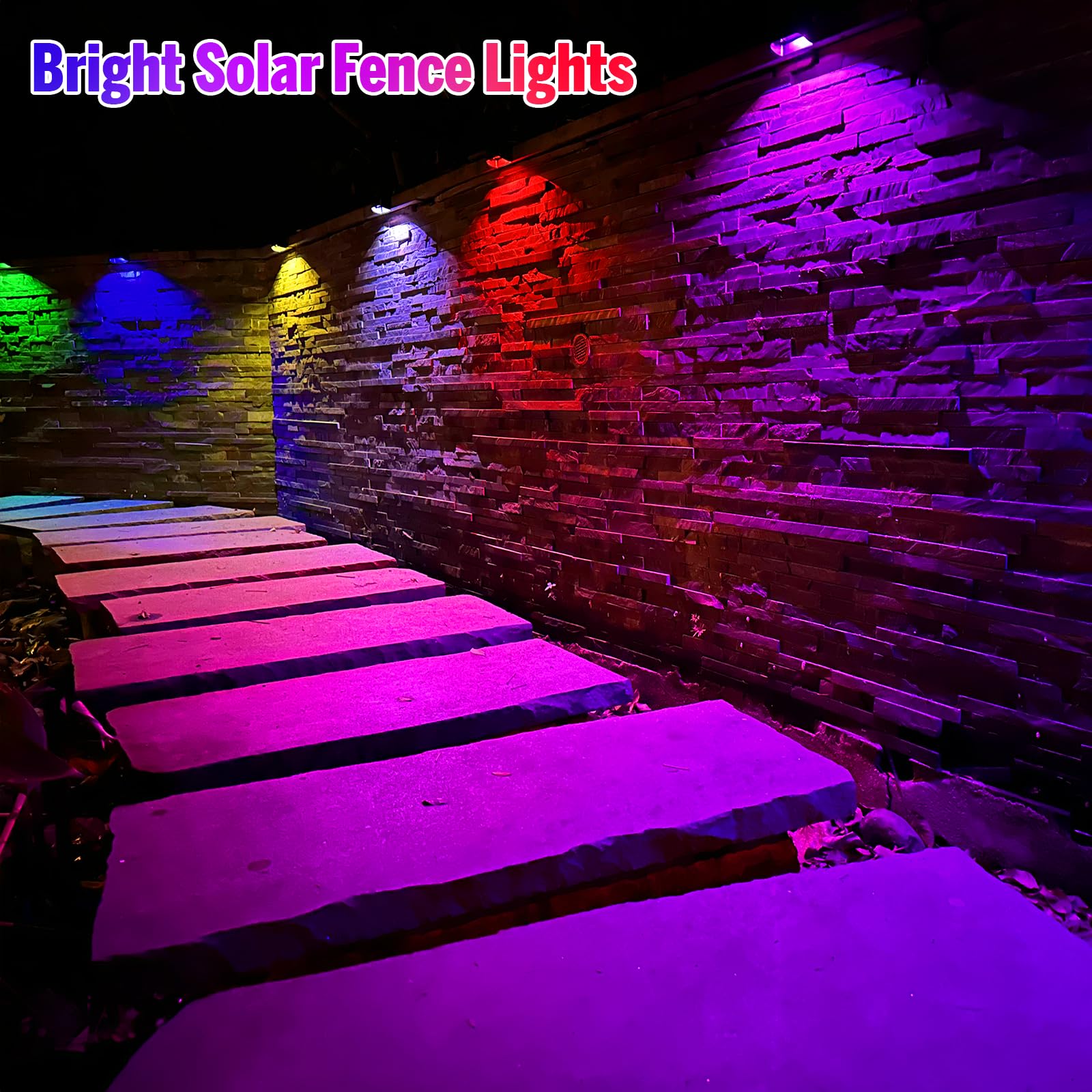 Yivsen Solar Fence Lights  Warm White & Rgb Fence Lights Outdoor Step Lights Outdoor Waterproof Led Solar Lighting For Outside  Backyard  Patio  Deck  Stair Handrail  Pool And Wall(12 Pack Black)