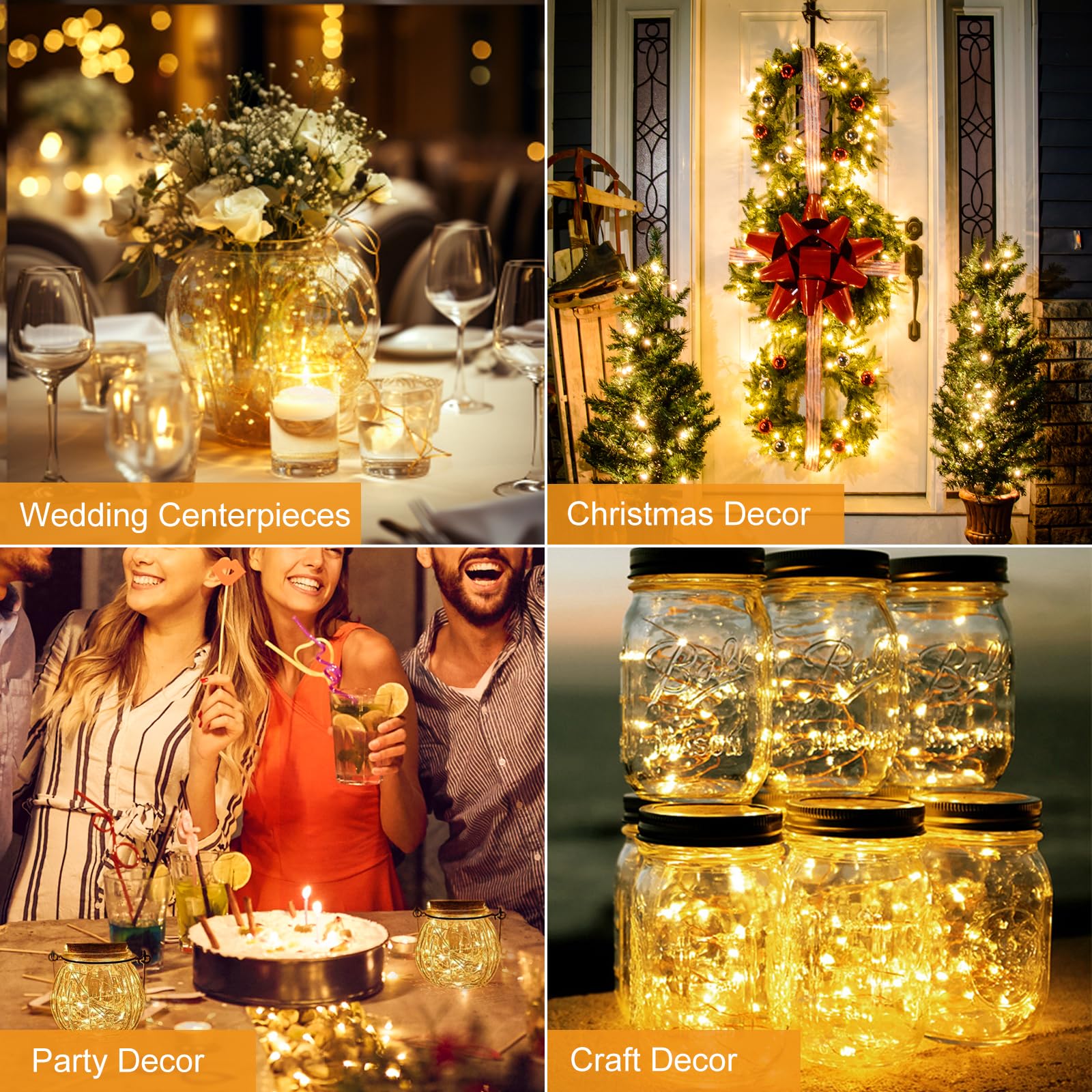 Btfarm 30 Pack Fairy Lights Battery Operated [3 Modes], 7Ft 20 Led Twinkle Lights String Lights Waterproof Bulk Small Mini Silver Wire For Christmas Mason Jars Wedding Table Centerpiece, Warm White