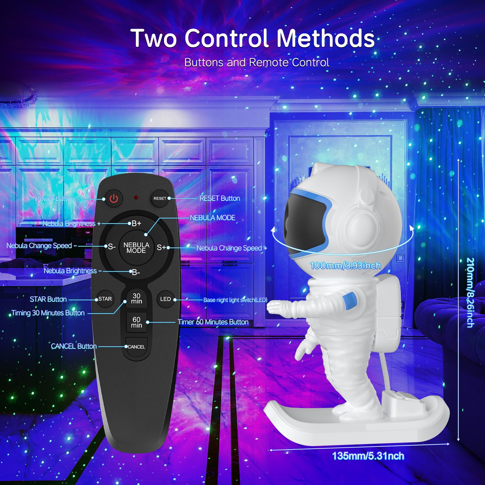 Hijopib Star Projector Night Light, Galaxy Projector With Remote & Timer, Starry Nebula Ceiling Led Lamp, Gifts For Kids, Christ