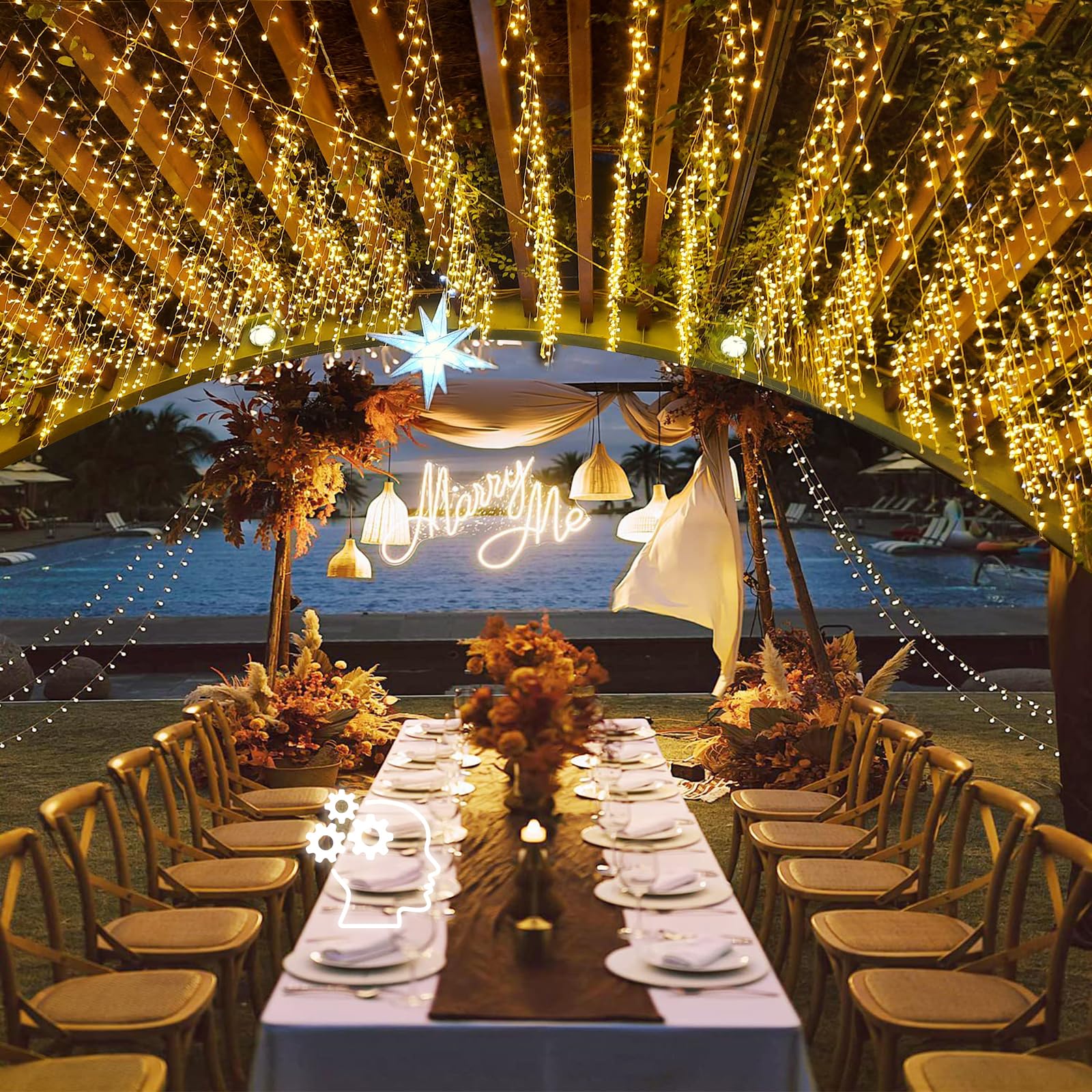 Vivideal Icicle Christmas Lights, 33ft 400 LED, Warm White, Plug-in, 8 Modes Timer, Waterproof for Holiday Decor