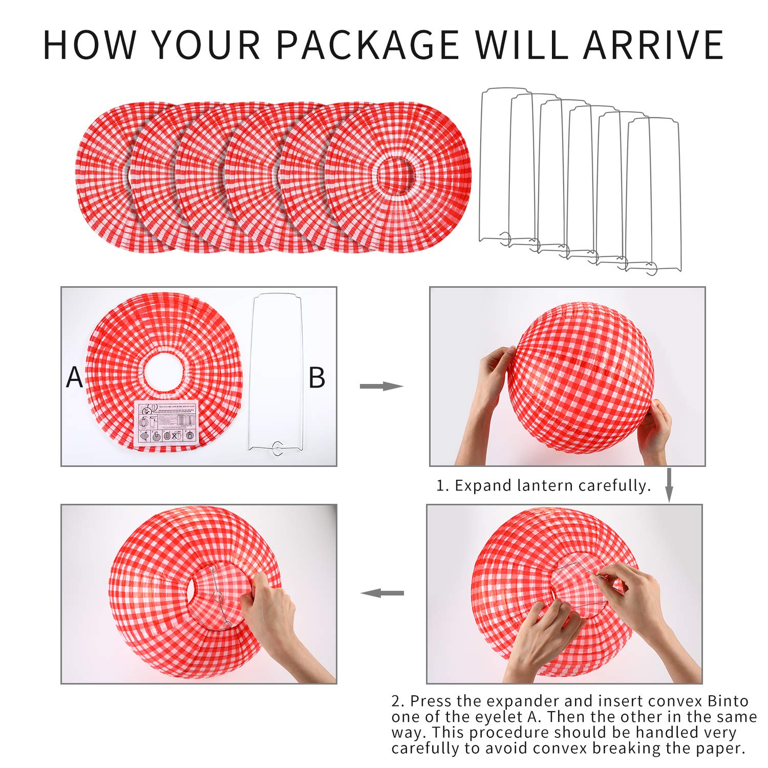 Blulu Picnic Party Decorations Red Paper Lanterns Checkered Round Hanging Lanterns For I Do Bbq Pizza Decorations Red And White