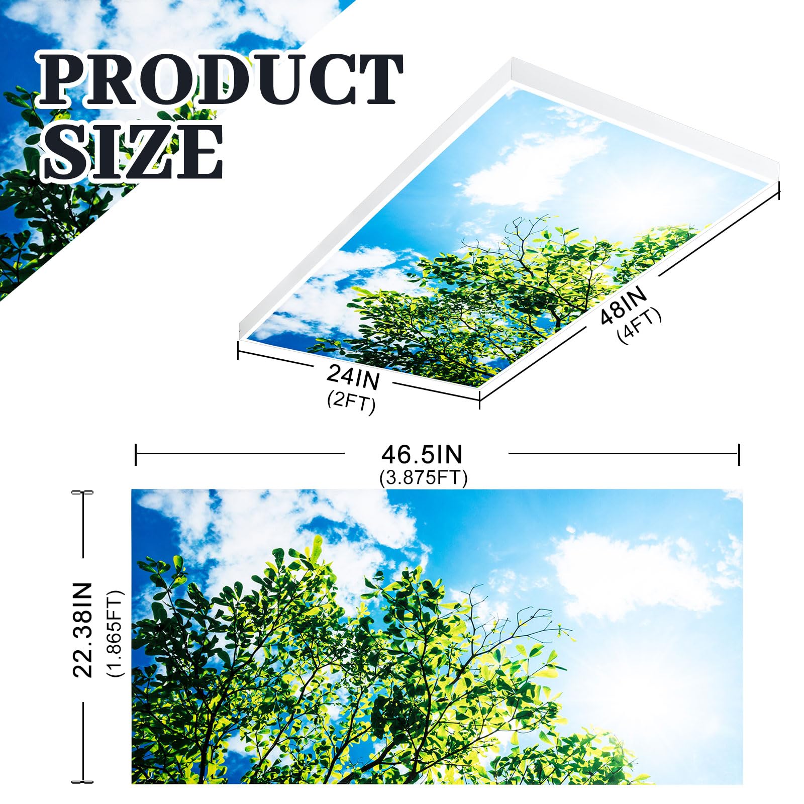 Amylove Fluorescent Light Covers Plastic Diffuser Panels 2x4 Feet Sky Model AL-FLC-002 for Classroom Office Kitchen