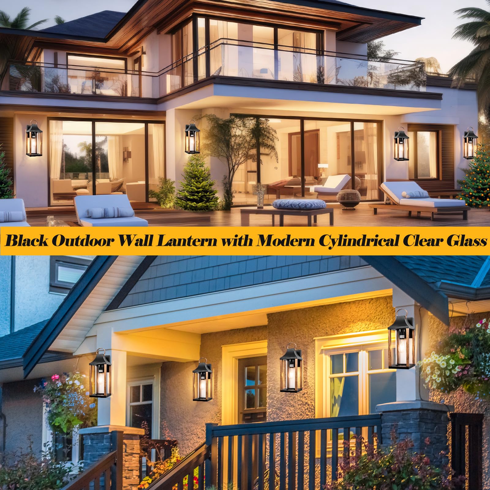 Roravilila Large Outdoor Wall Light, 17&quot; Waterproof Modern Sconce, Rustic Wood, E26 Base