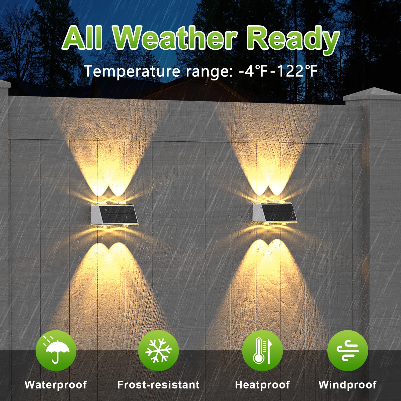 LANSOW Solar Fence Lights 8 Pack, Waterproof LED Spot Wall Lights, 9-Mode Warm/Cool White & RGB, White, Model e1c42e20-845c-4