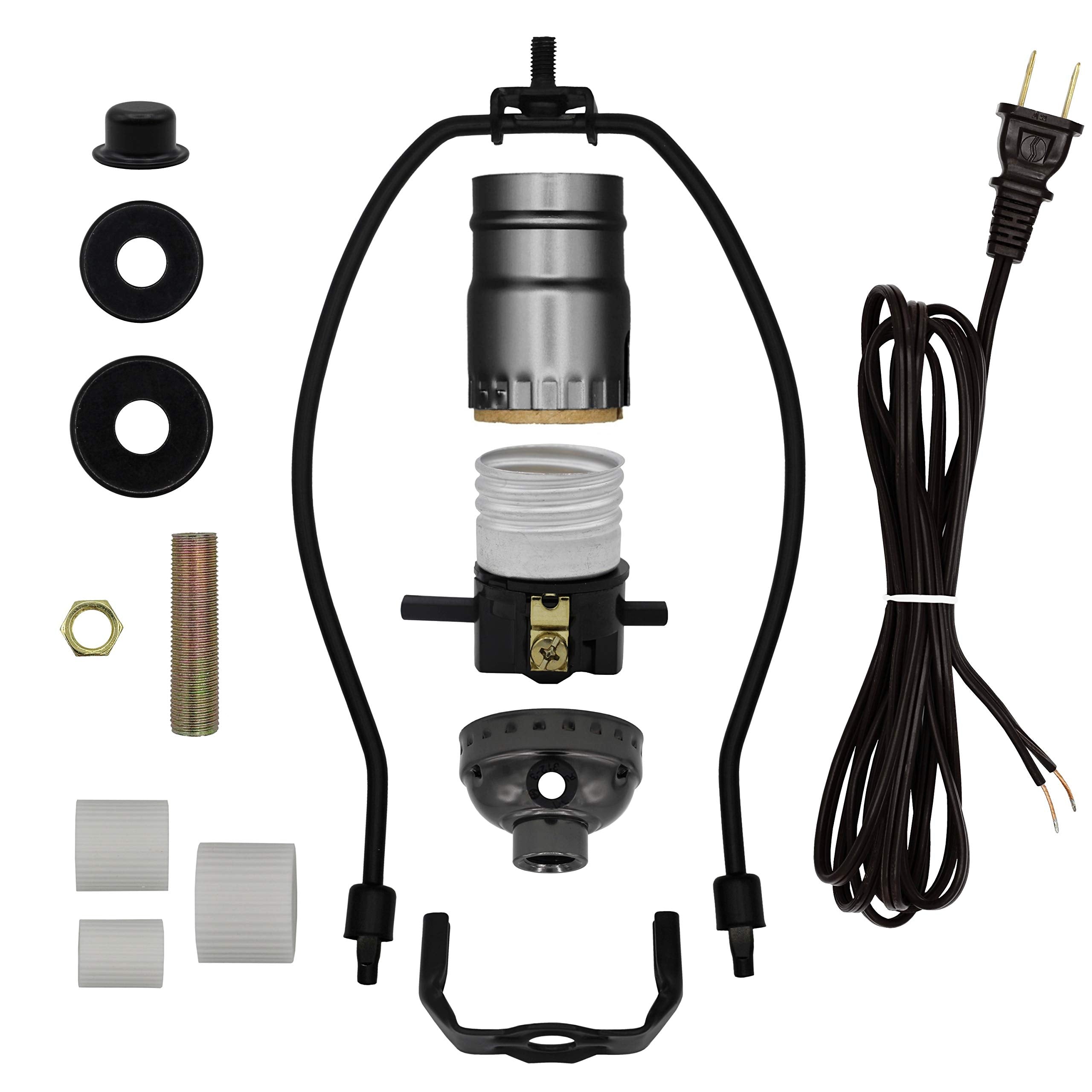 Creative Hobbies Lamp Kit for Liquor Bottles, Wine Bottles - Includes All Adapters, Socket, Cord and Harp (Black)