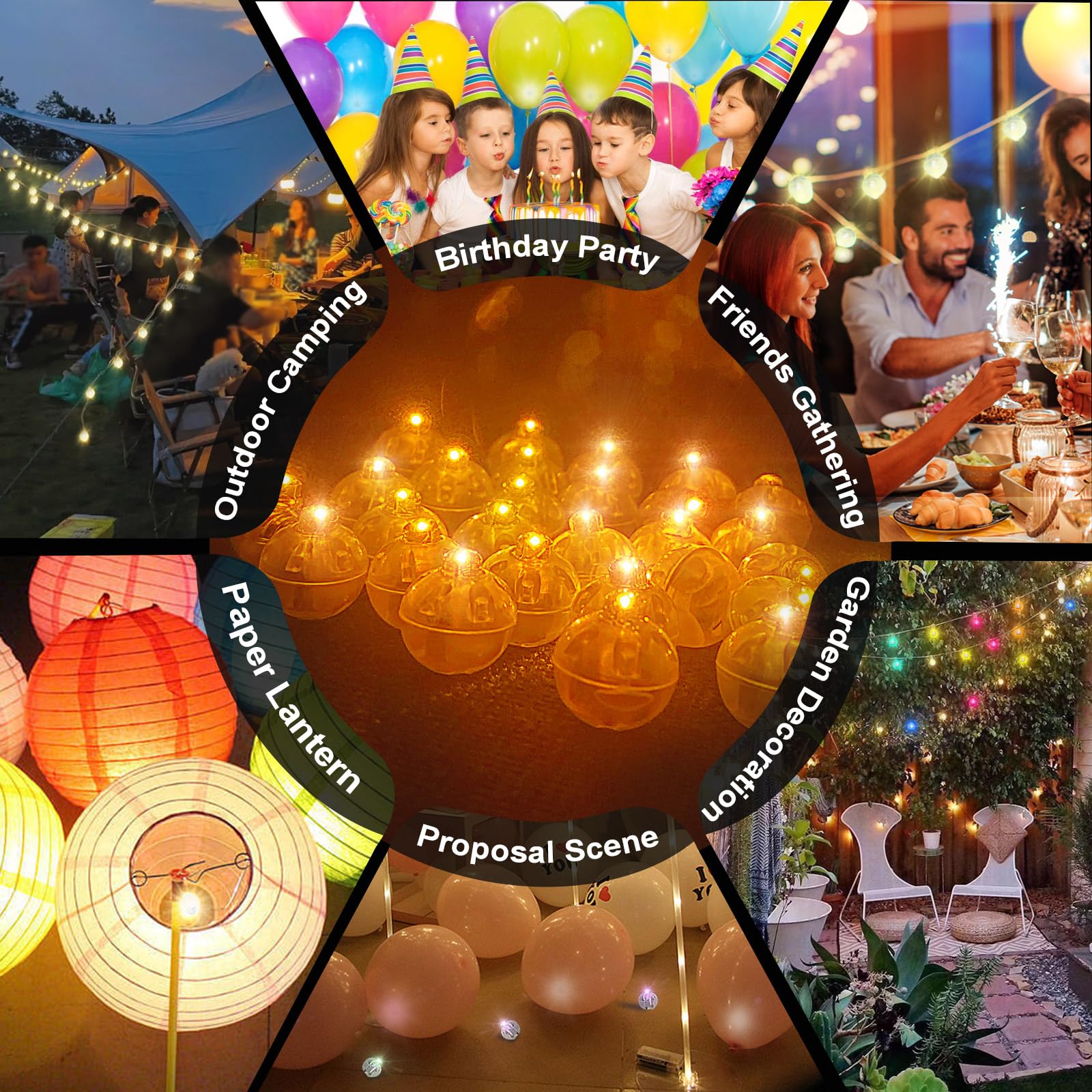 Aogist 50 Pcs LED Balloon Lights, Mini Round LED Lamps, Orange, Plastic, Model A01-Mini, Indoor/Outdoor Party Decorations