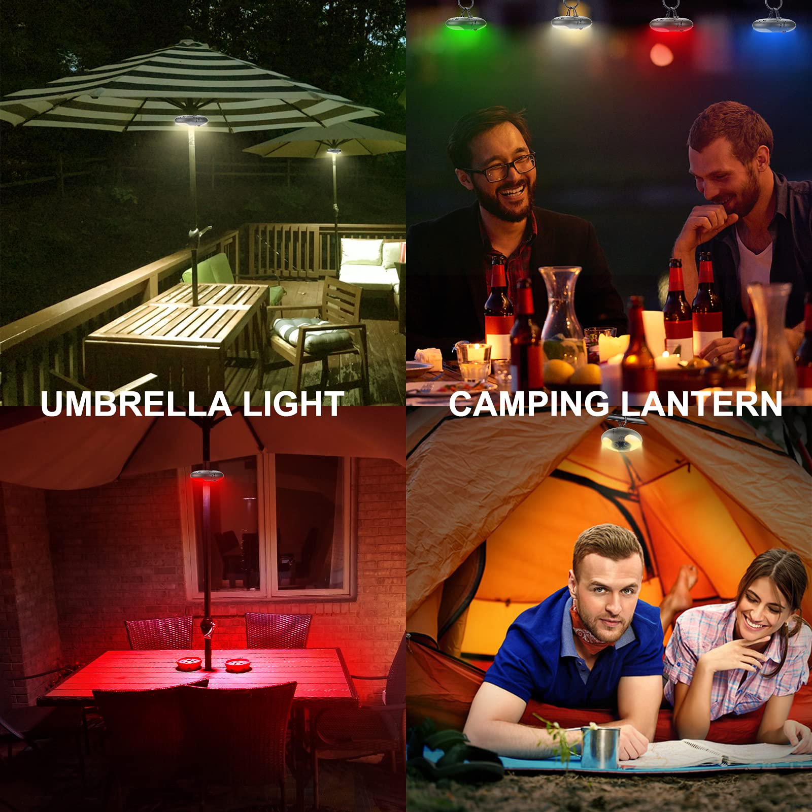 HONWELL Patio Umbrella Light, 18 LEDs 3xAA Battery Operated Umbrella Pole Light with RF Remote 80Ft Through Wall, 4 Modes, 12 Co